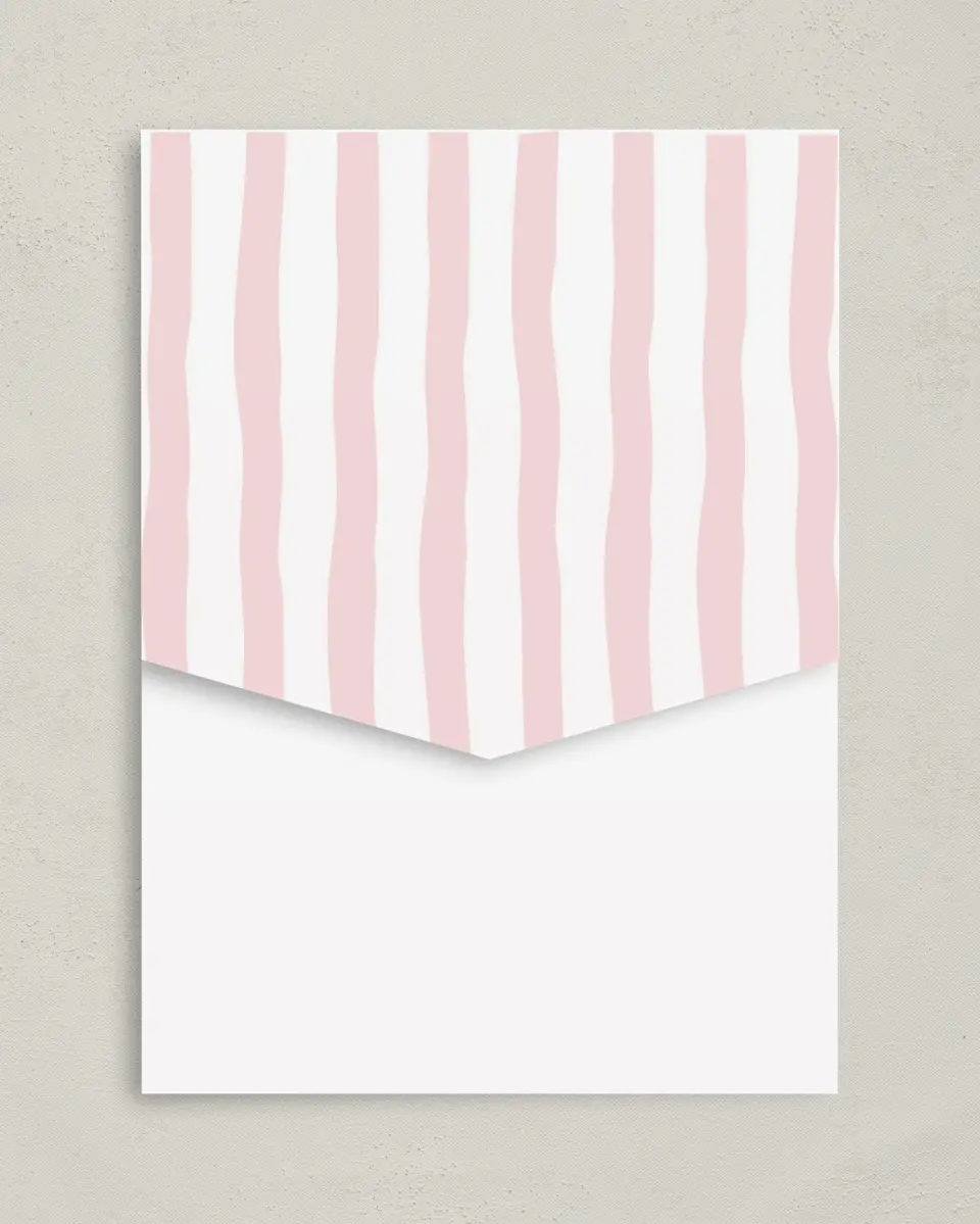 This is a 5¼" x 7¼" Folded Pocket Wedding Invitation called The Jolene printed in full color on Premium Smooth paper