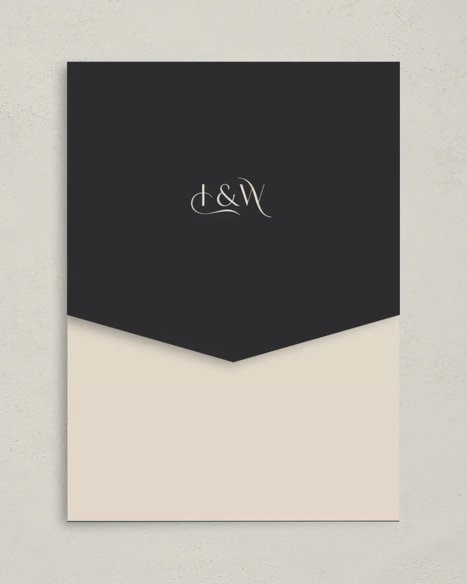 This is a 5¼" x 7¼" Folded Pocket Wedding Invitation called Winter Wildflowers printed in full color on Premium Smooth paper
