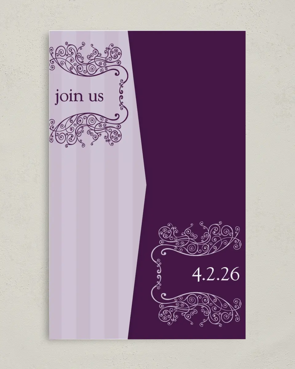 This is a 5" x 7⅞" Pocket Wedding Invitation called Lovely Lavender printed in full color on Premium Smooth paper