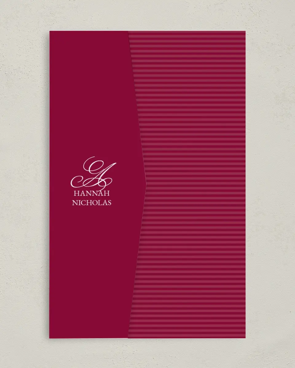 This is a 5" x 7⅞" Pocket Wedding Invitation called Forever Yours printed in full color on Premium Smooth paper