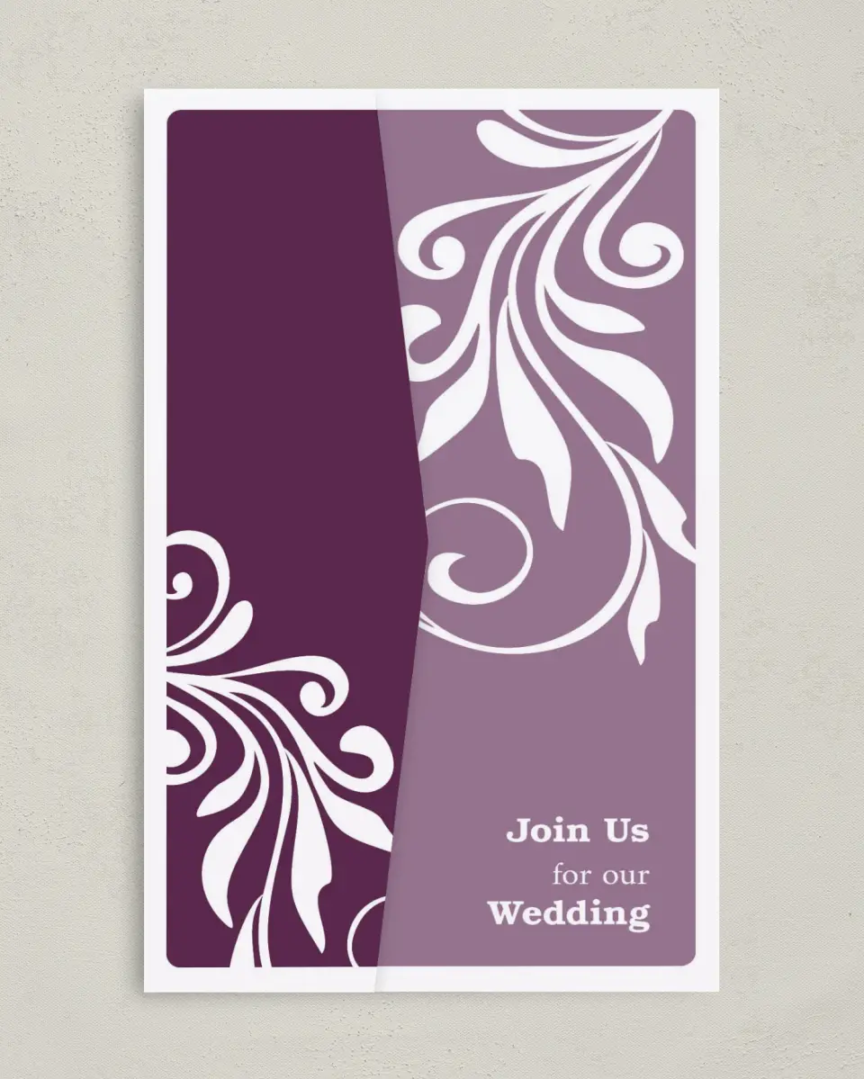 This is a 5" x 7⅞" Pocket Wedding Invitation called Alluring Affection printed in full color on Premium Smooth paper