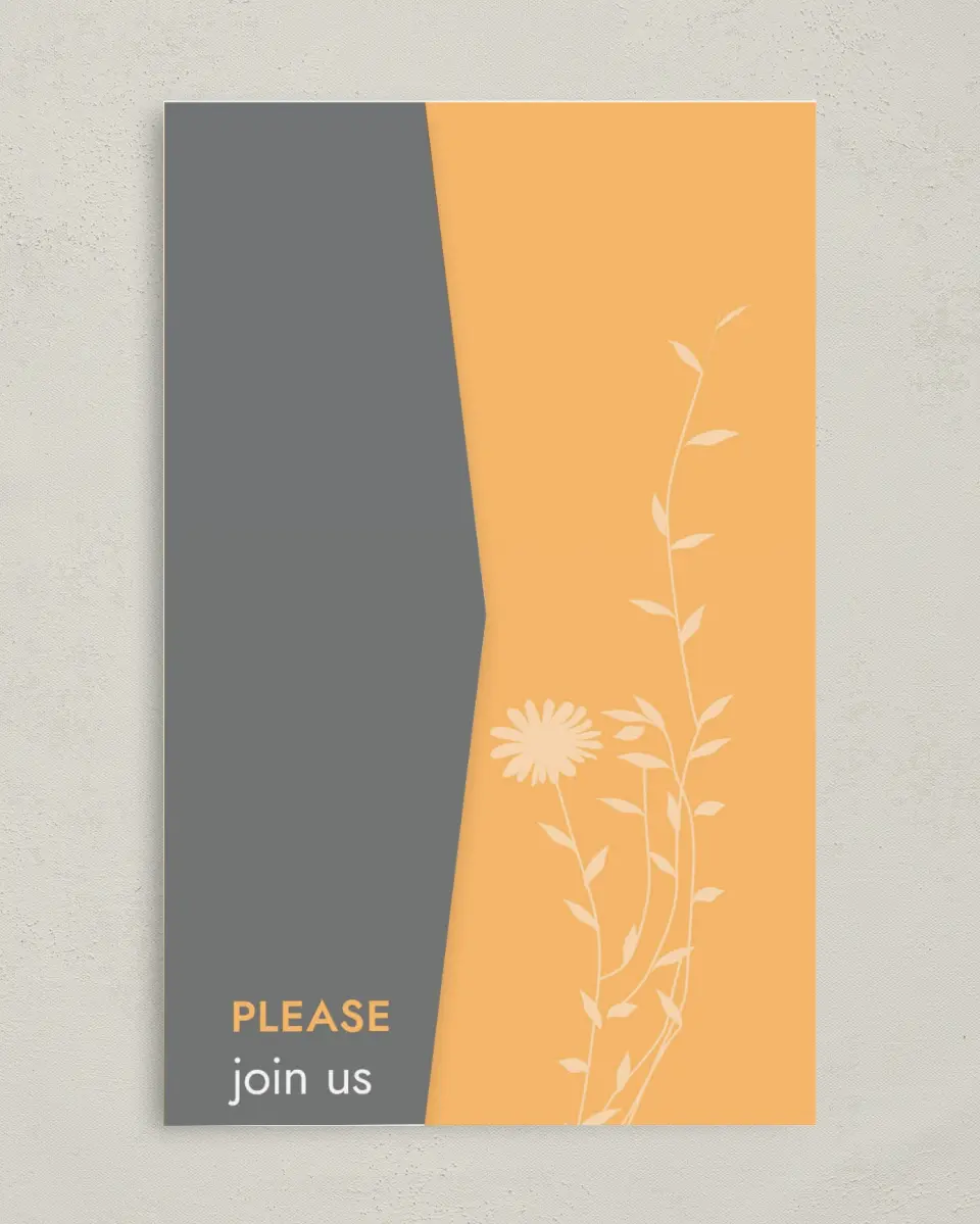 This is a 5" x 7⅞" Pocket Wedding Invitation called Field of Love printed in full color on Premium Smooth paper