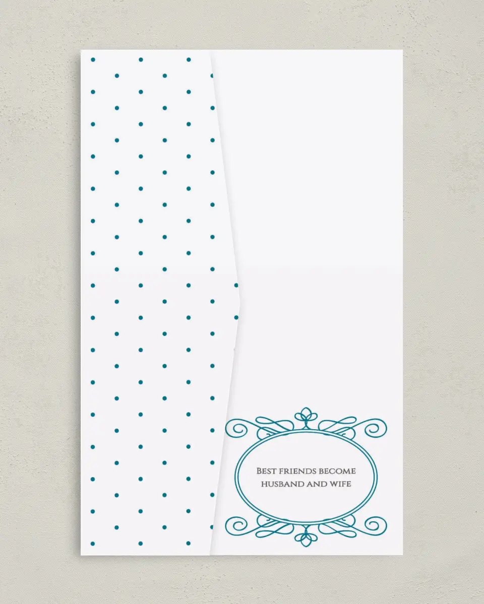 This is a 5" x 7⅞" Pocket Wedding Invitation called Simple Luxury printed in full color on Premium Smooth paper