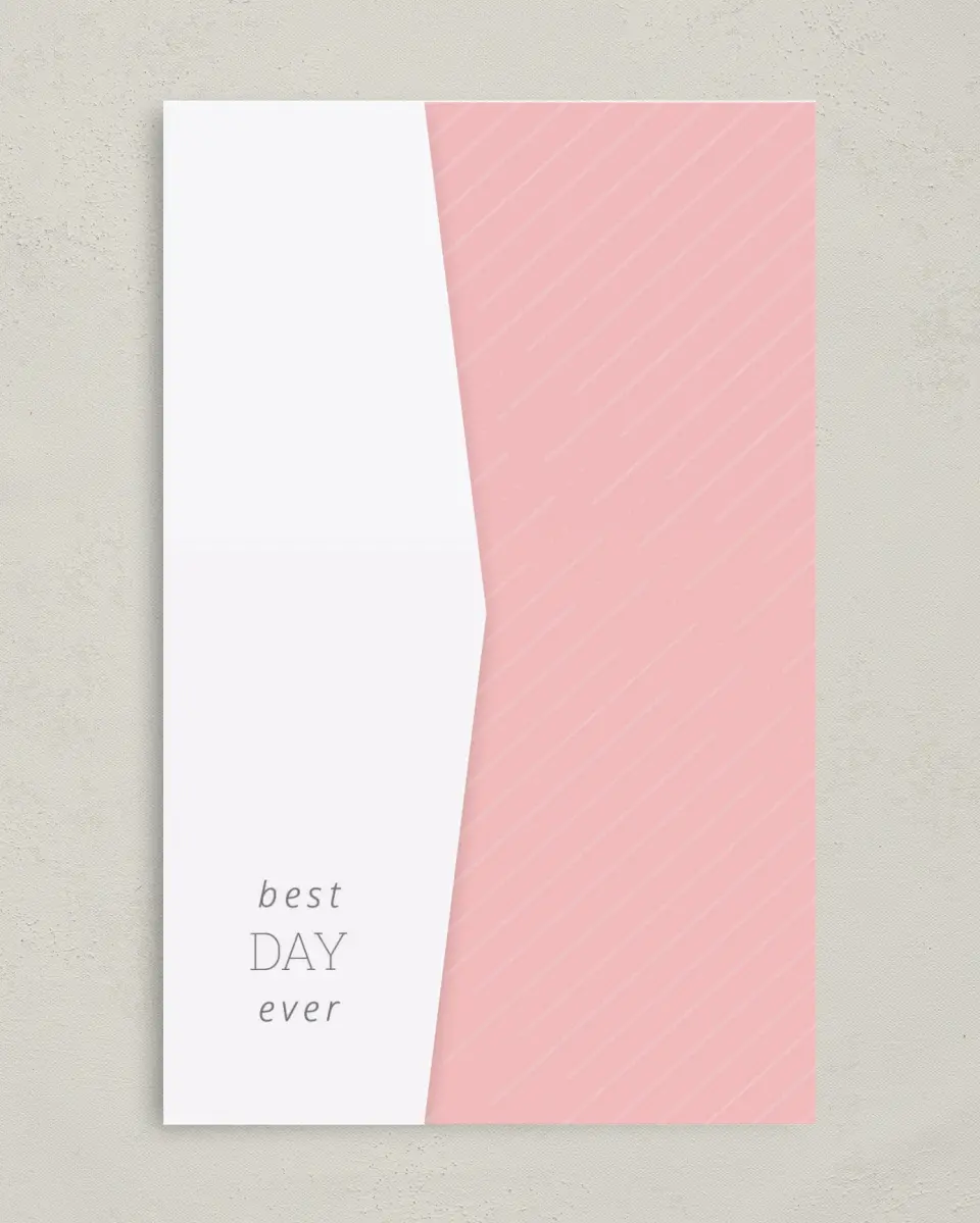 This is a 5" x 7⅞" Pocket Wedding Invitation called Sweetly Charmed printed in full color on Premium Smooth paper