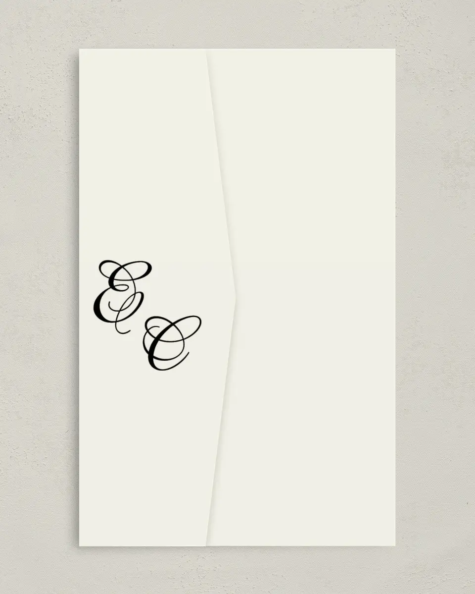 This is a 5" x 7⅞" Pocket Wedding Invitation called Gilded Grace printed in full color on Premium Smooth paper