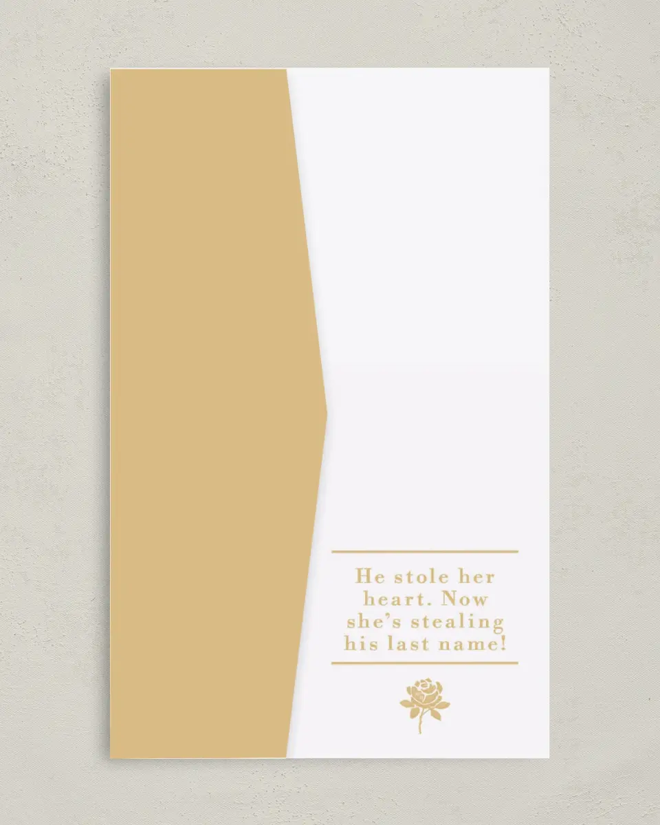 This is a 5" x 7⅞" Pocket Wedding Invitation called Etched Elegance printed in full color on Premium Smooth paper