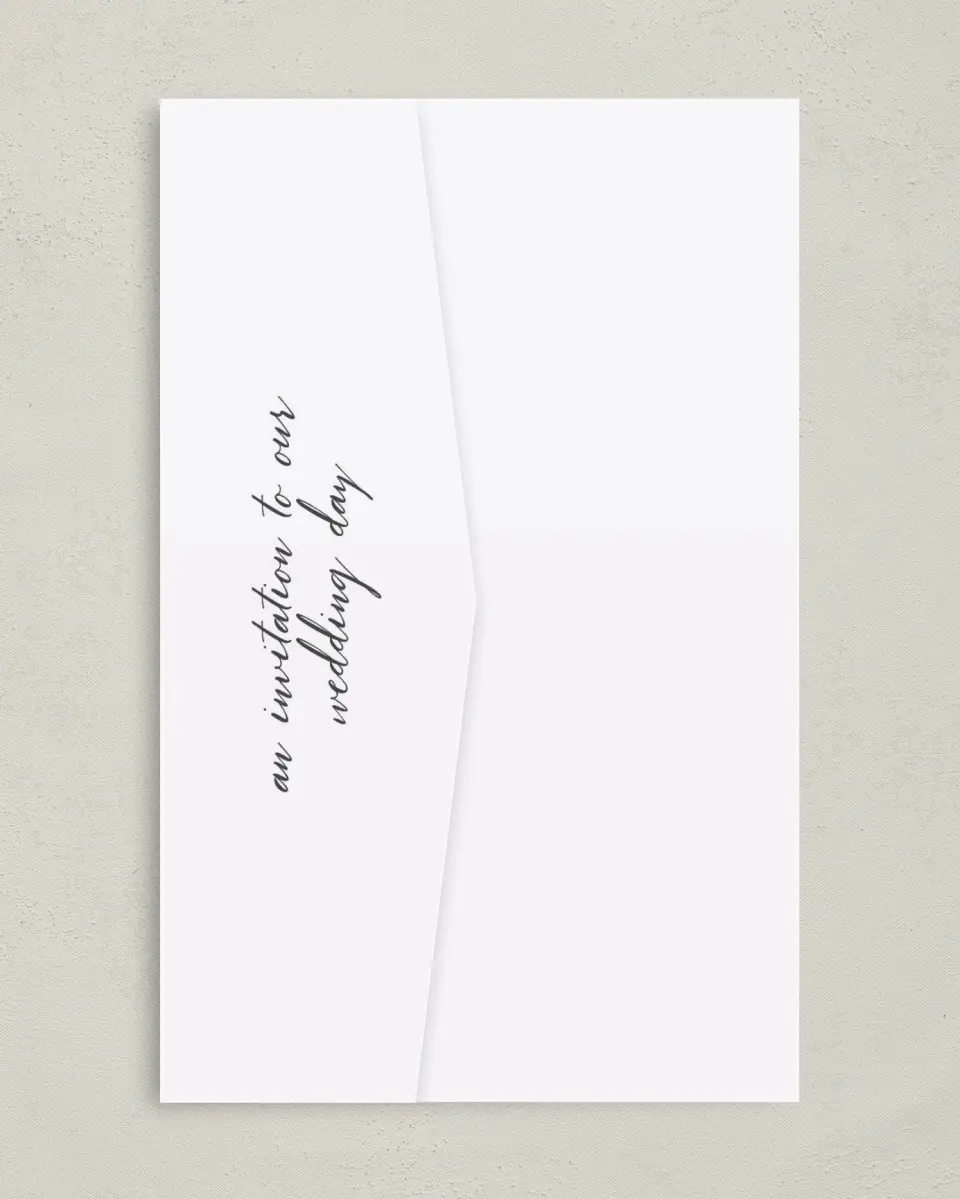 This is a 5" x 7⅞" Pocket Wedding Invitation called Enchanting Crown printed in full color on Premium Smooth paper