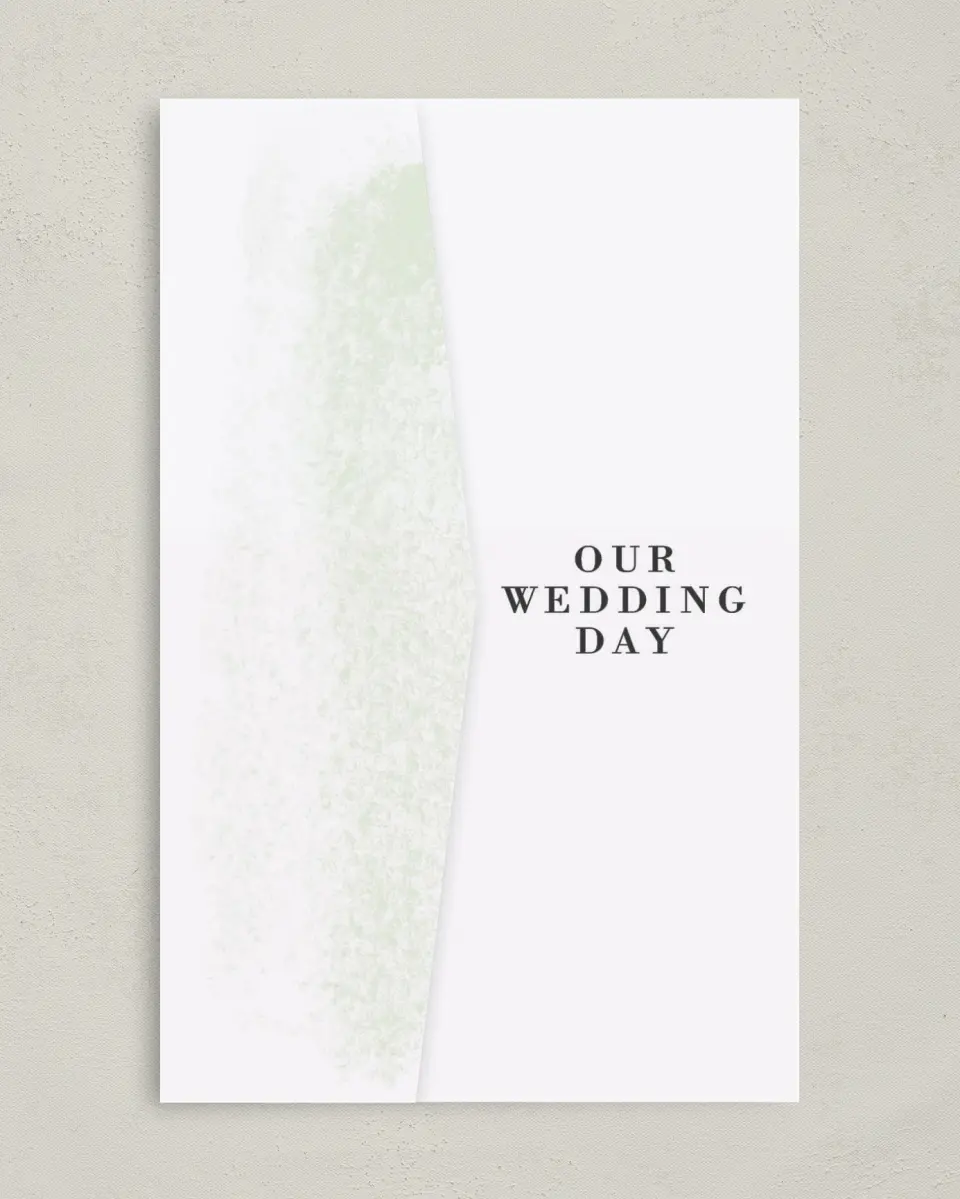 This is a 5" x 7⅞" Pocket Wedding Invitation called Tranquil Twinkle printed in full color on Premium Smooth paper