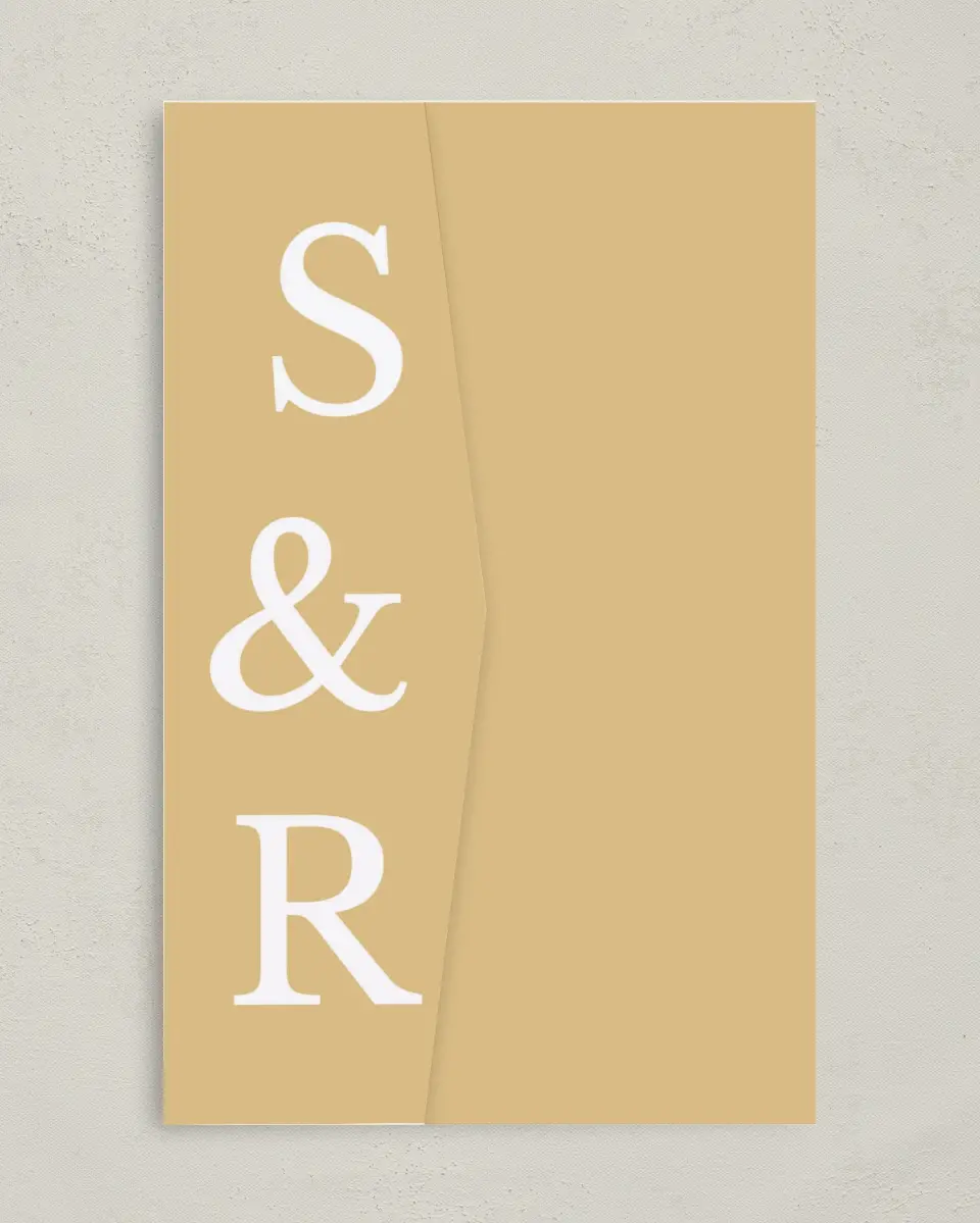 This is a 5" x 7⅞" Pocket Wedding Invitation called Sweet Sophisticate printed in full color on Premium Smooth paper