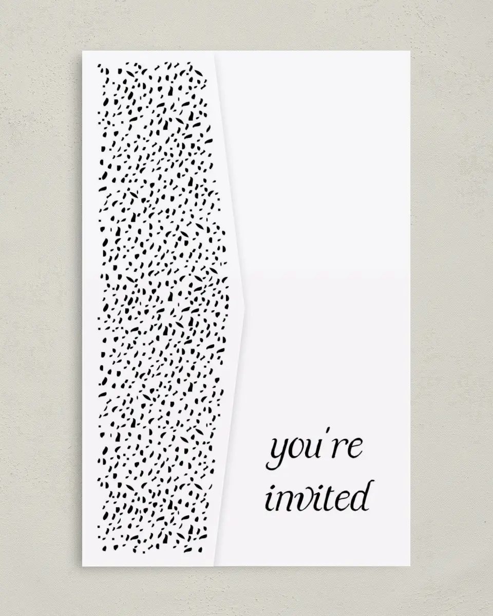 This is a 5" x 7⅞" Pocket Wedding Invitation called Simply Sprinkled printed in full color on Premium Smooth paper