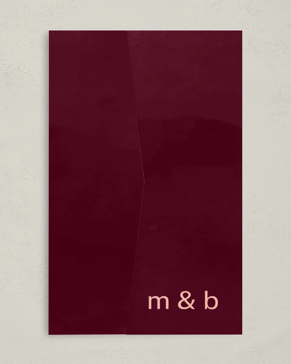 This is a 5" x 7⅞" Pocket Wedding Invitation called Modern Wash printed in full color on Premium Smooth paper
