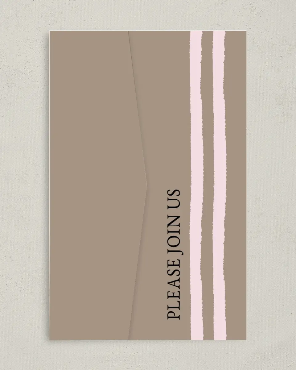 This is a 5" x 7⅞" Pocket Wedding Invitation called Sweetened Stripes printed in full color on Premium Smooth paper