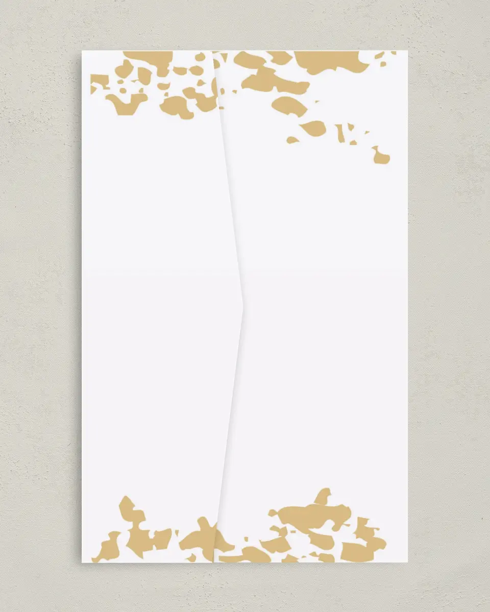 This is a 5" x 7⅞" Pocket Wedding Invitation called Inkblot Shine printed in full color on Premium Smooth paper