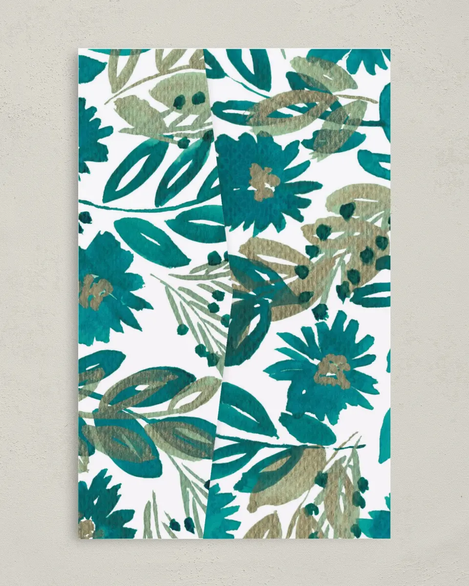 This is a 5" x 7⅞" Pocket Wedding Invitation called Boho Floral printed in full color on Premium Smooth paper