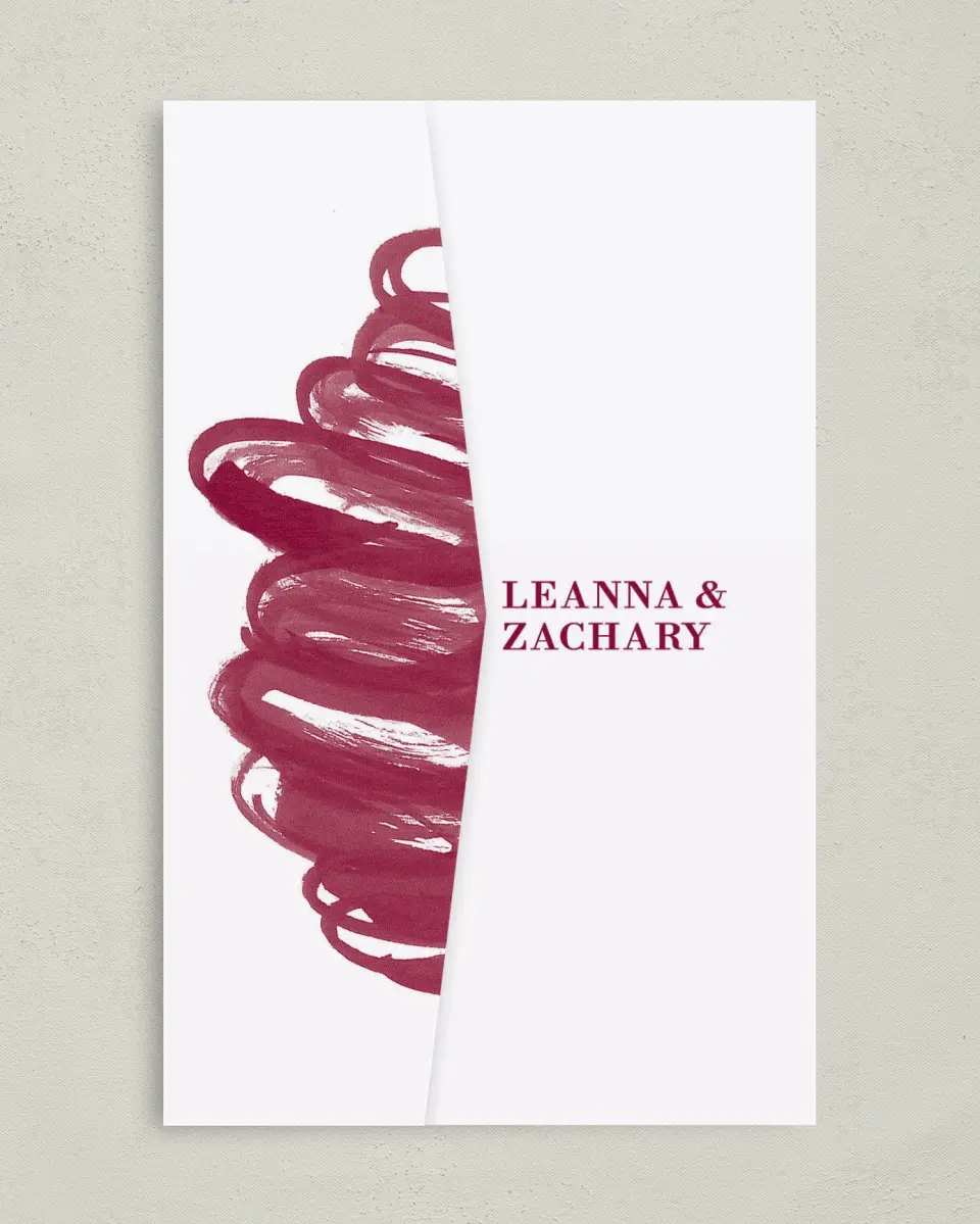 This is a 5" x 7⅞" Pocket Wedding Invitation called Joyful Shimmer printed in full color on Premium Smooth paper