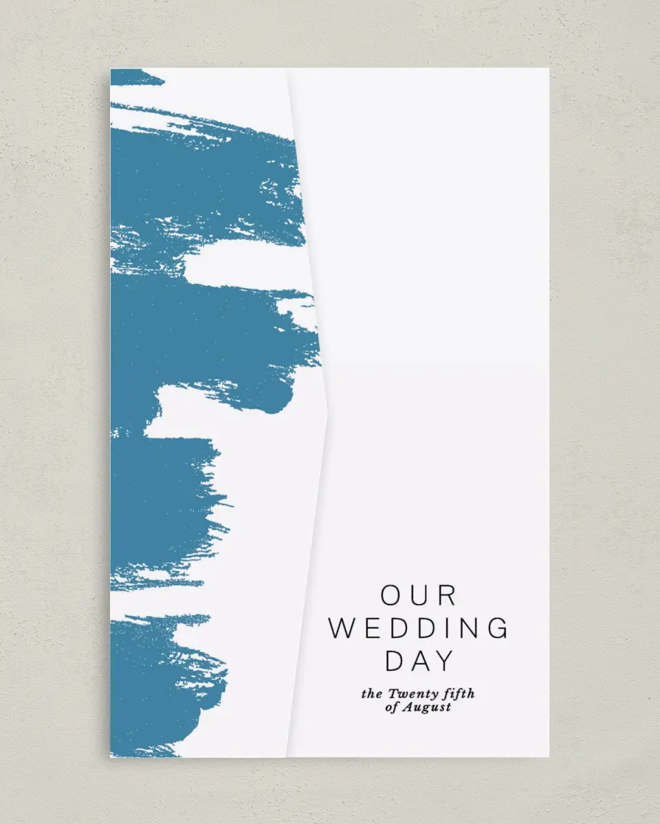This is a 5" x 7⅞" Pocket Wedding Invitation called Modern Brush printed in full color on Premium Smooth paper