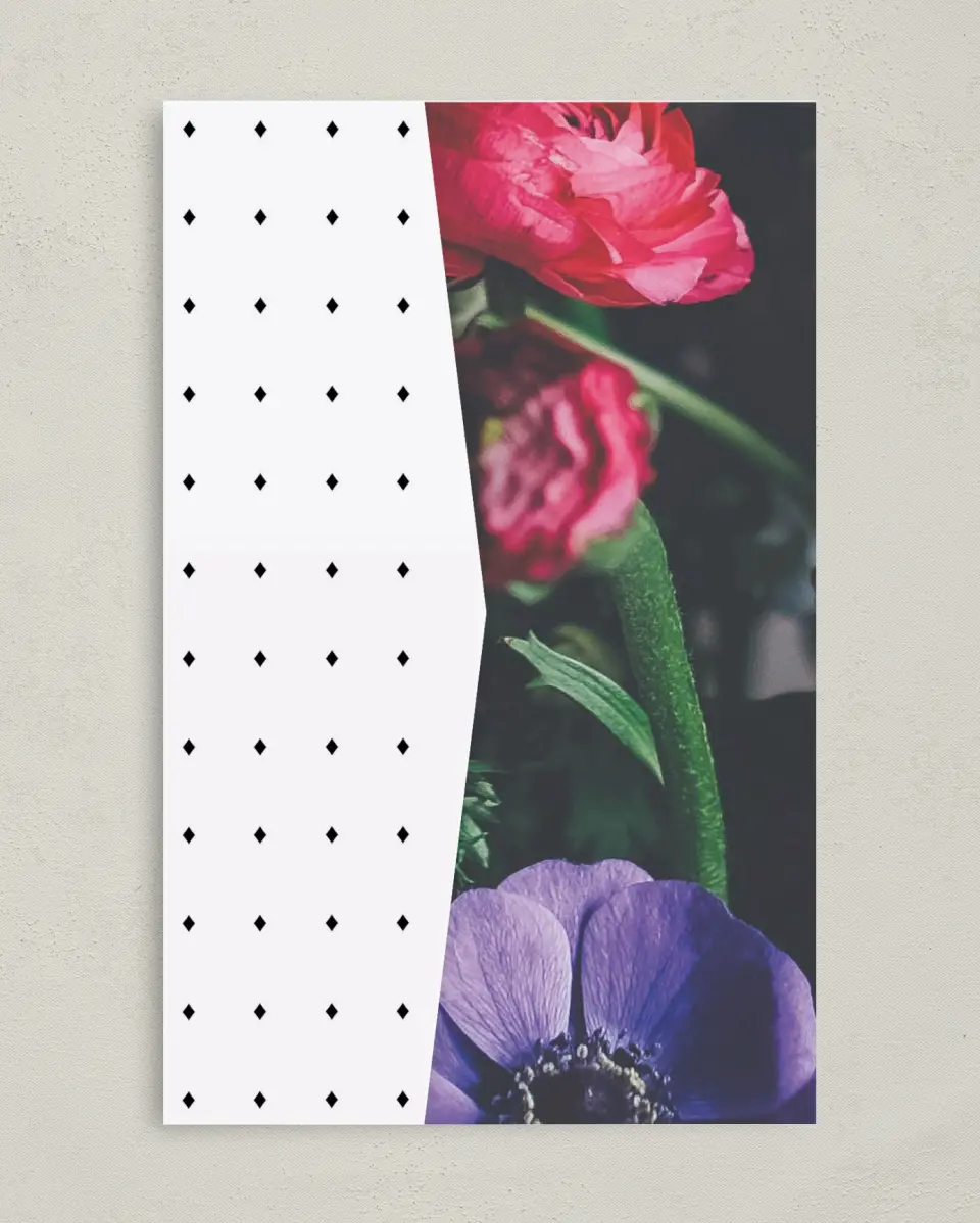 This is a 5" x 7⅞" Pocket Wedding Invitation called Lush Botanicals printed in full color on Premium Smooth paper