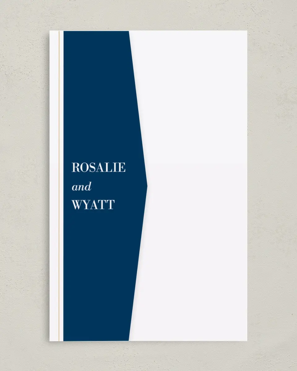 This is a 5" x 7⅞" Pocket Wedding Invitation called Chic Editorial printed in full color on Premium Smooth paper