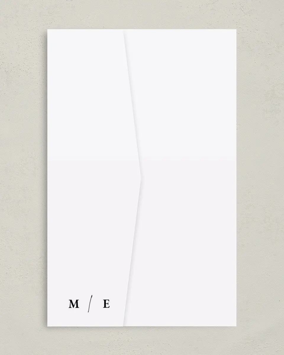 This is a 5" x 7⅞" Pocket Wedding Invitation called Sensibly Simple printed in full color on Premium Smooth paper