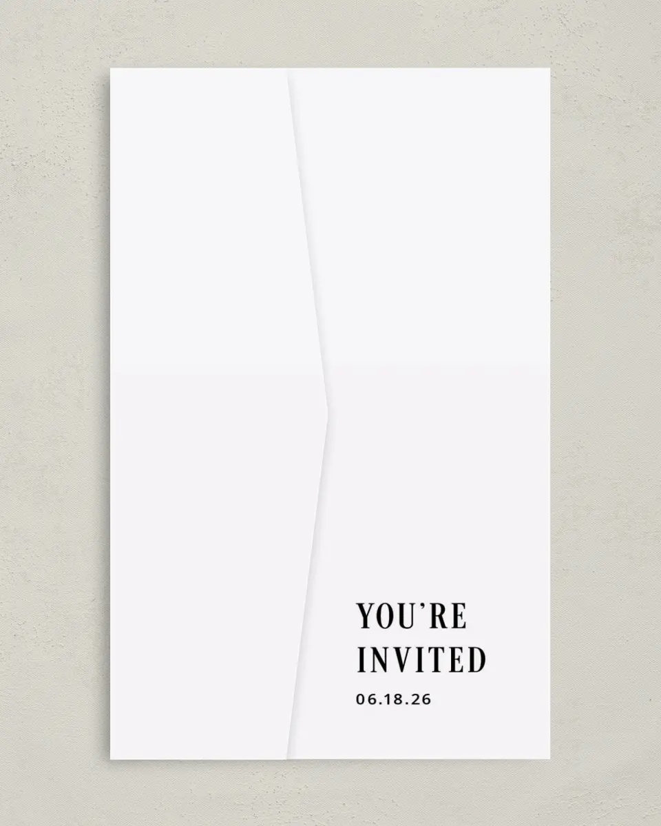 This is a 5" x 7⅞" Pocket Wedding Invitation called Love Infinity printed in full color on Premium Smooth paper