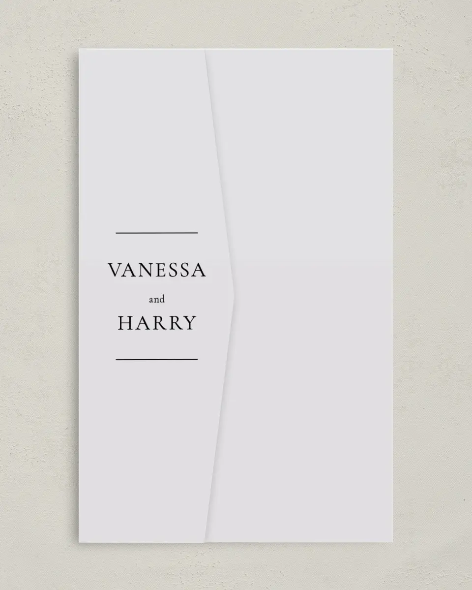This is a 5" x 7⅞" Pocket Wedding Invitation called Lovely Blush printed in full color on Premium Smooth paper