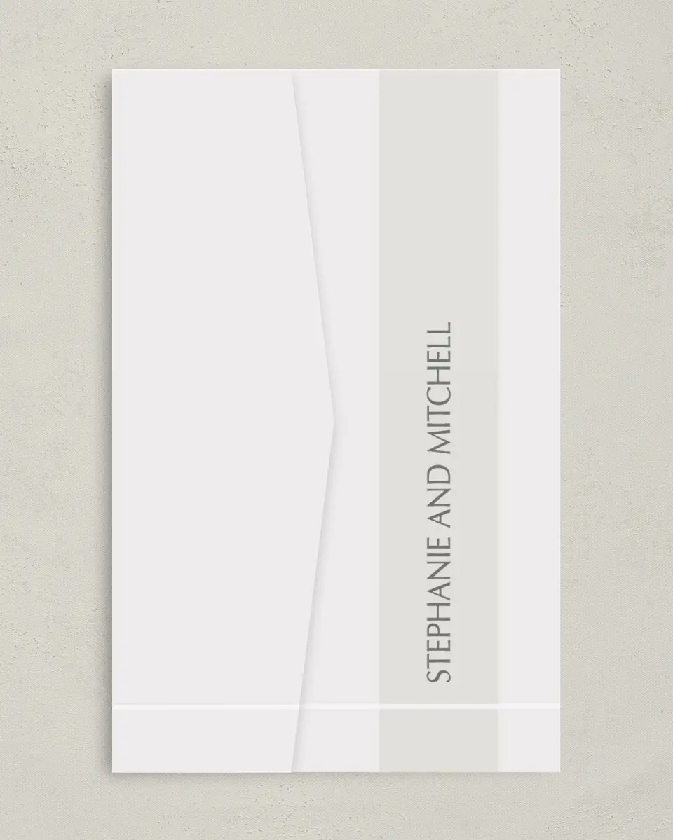 This is a 5" x 7⅞" Pocket Wedding Invitation called Exquisitely Simple printed in full color on Premium Smooth paper