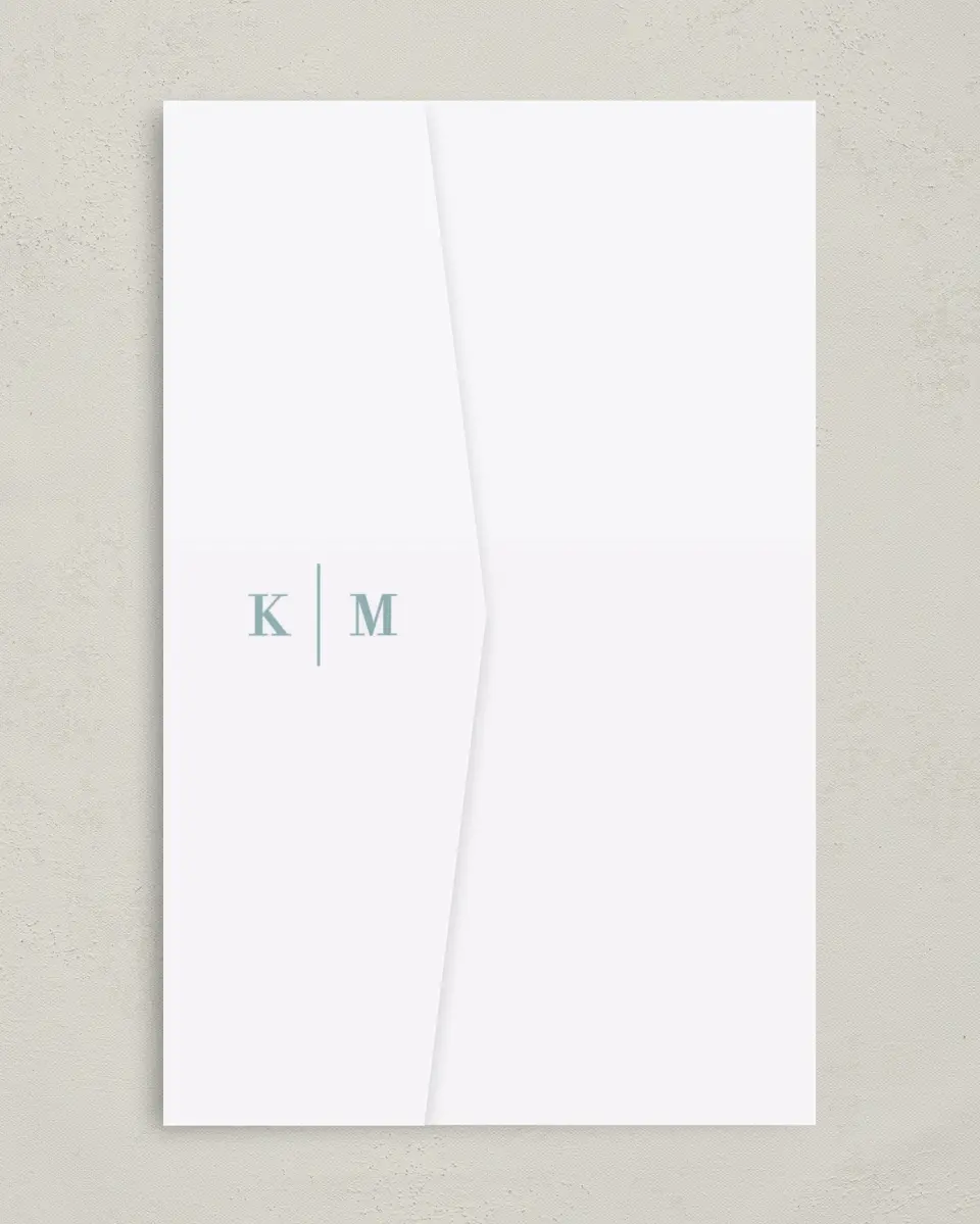 This is a 5" x 7⅞" Pocket Wedding Invitation called Eternal Love printed in full color on Premium Smooth paper