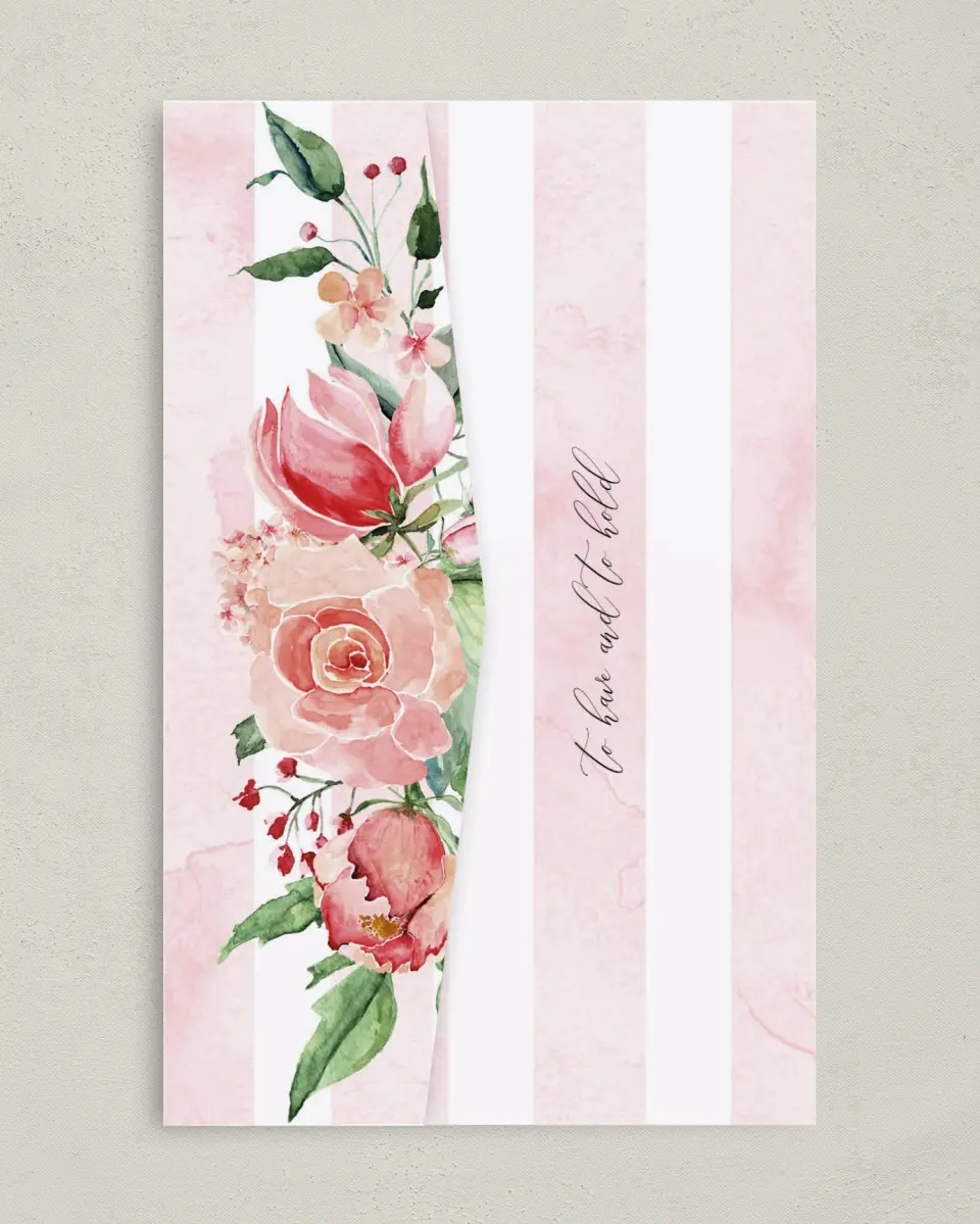 This is a 5" x 7⅞" Pocket Wedding Invitation called Enchanted Crown printed in full color on Premium Smooth paper