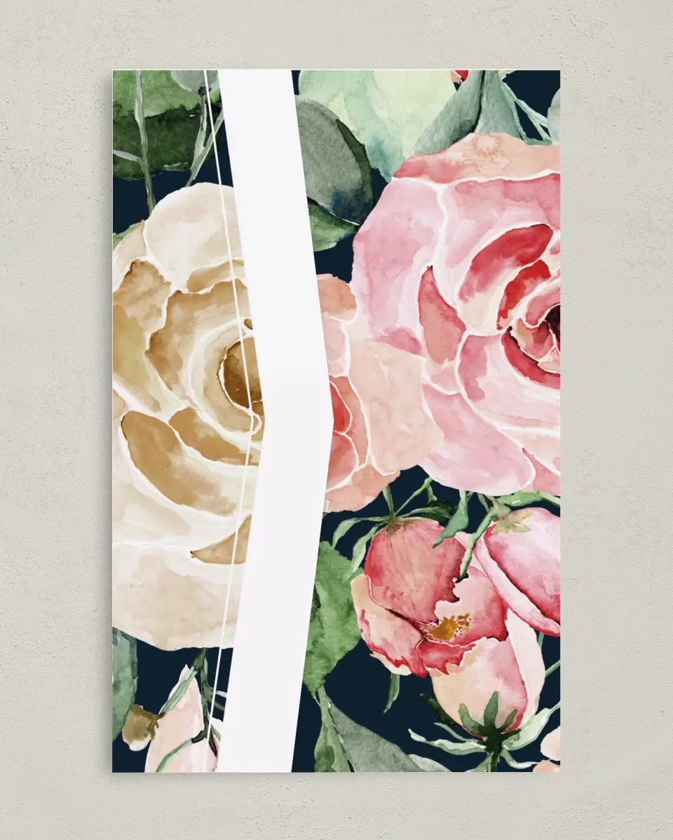 This is a 5" x 7⅞" Pocket Wedding Invitation called Garden Dream printed in full color on Premium Smooth paper