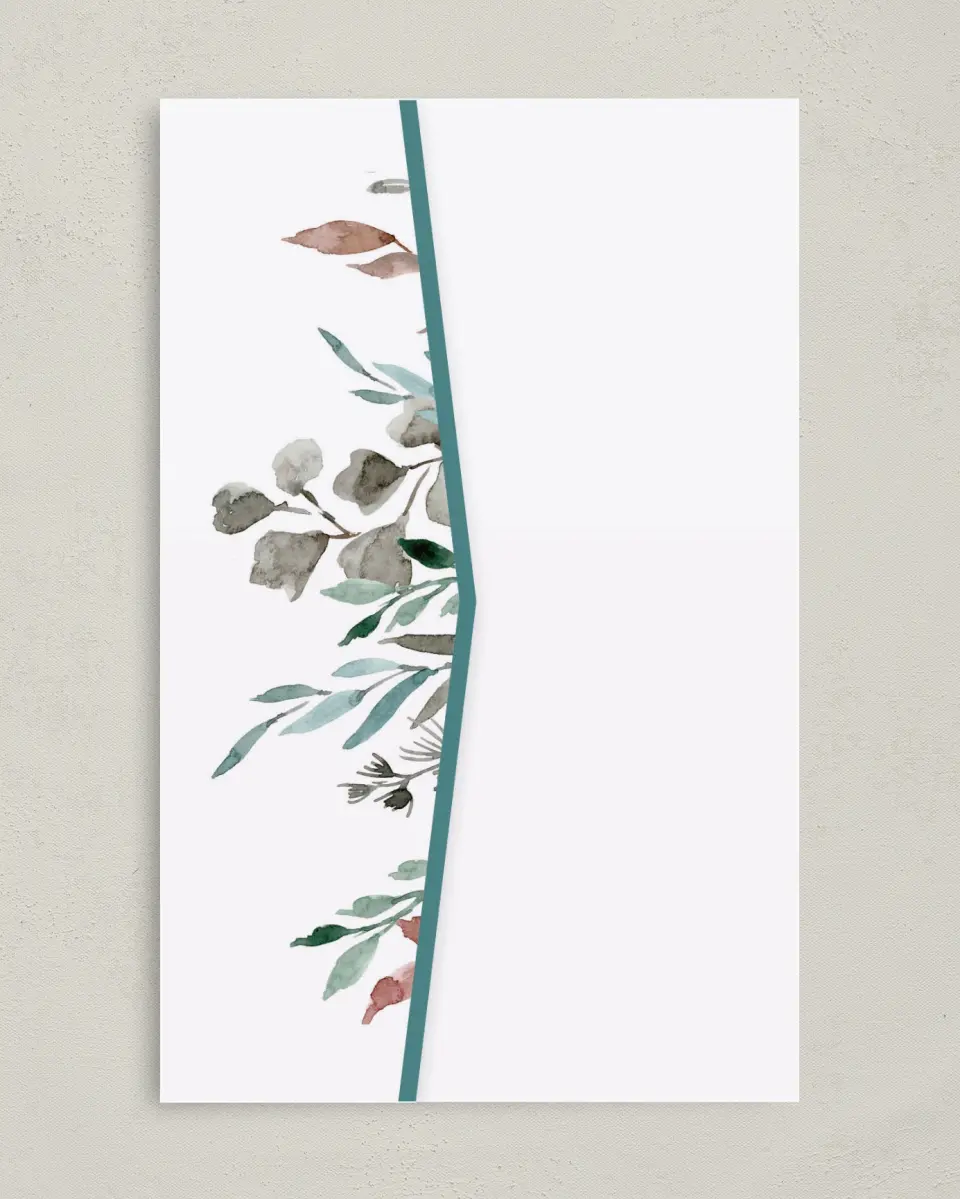 This is a 5" x 7⅞" Pocket Wedding Invitation called Blissfully Fall printed in full color on Premium Smooth paper