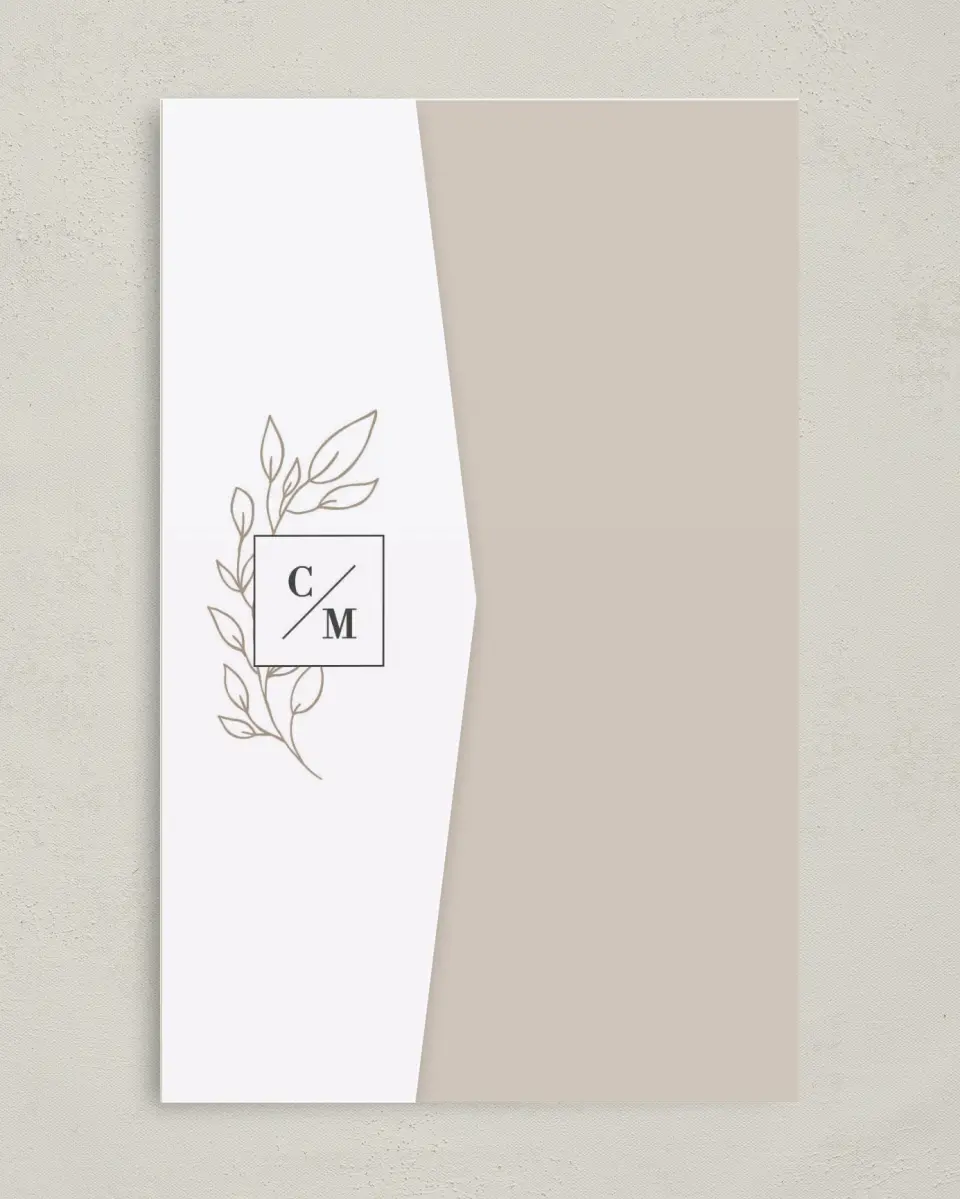 This is a 5" x 7⅞" Pocket Wedding Invitation called Delicate Splendor printed in full color on Premium Smooth paper