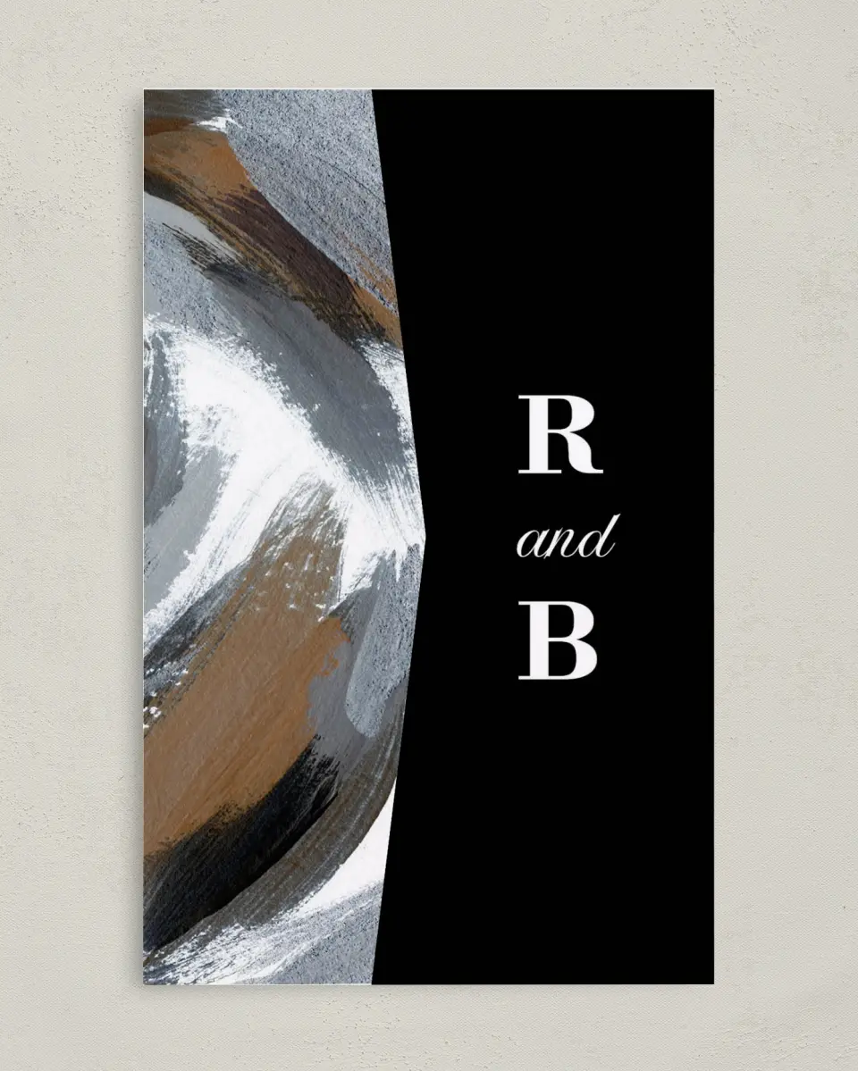 This is a 5" x 7⅞" Pocket Wedding Invitation called Moody Swashes printed in full color on Premium Smooth paper