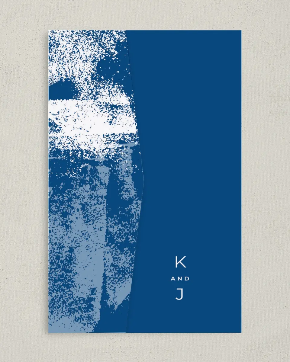 This is a 5" x 7⅞" Pocket Wedding Invitation called Set in Stone printed in full color on Premium Smooth paper