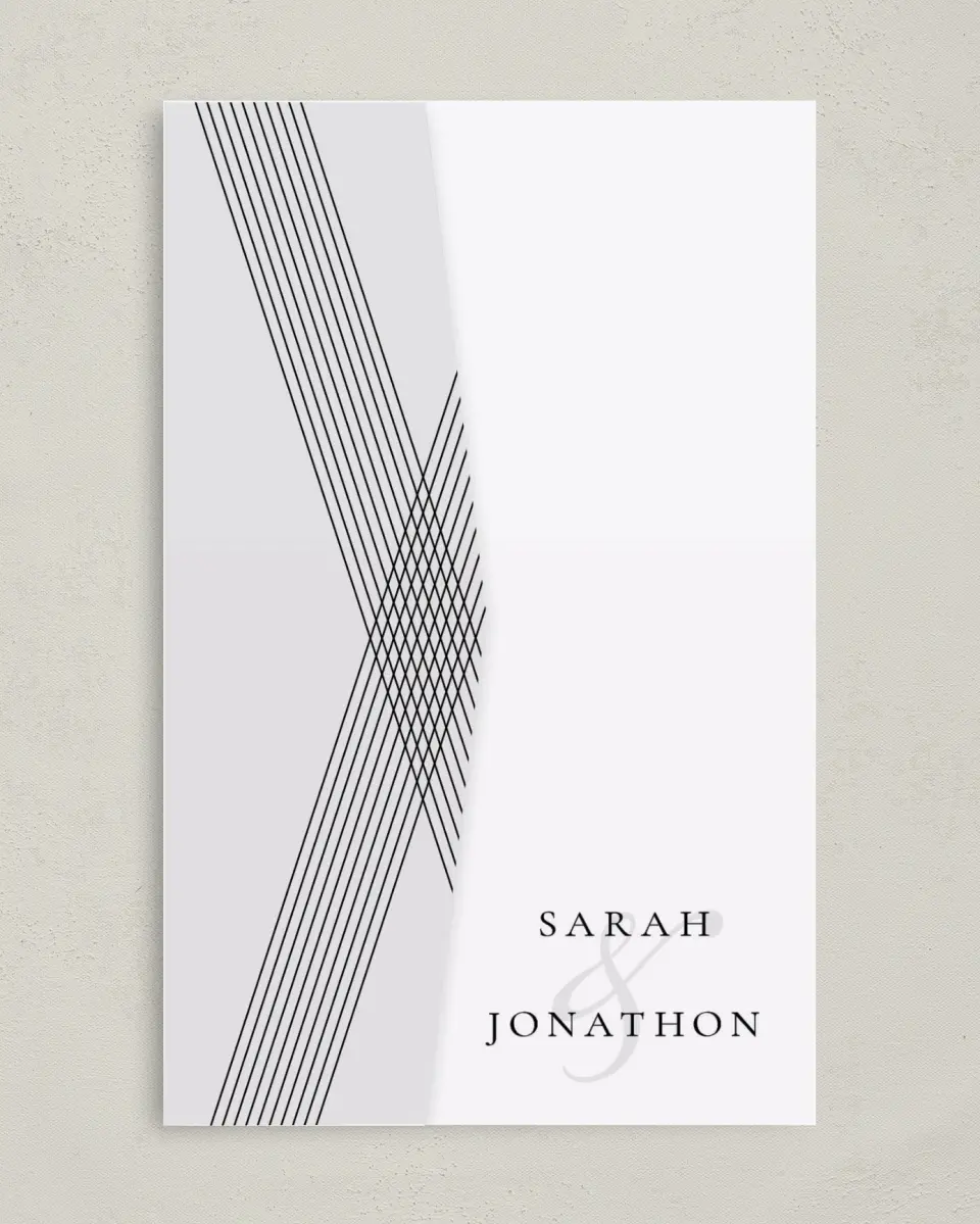 This is a 5" x 7⅞" Pocket Wedding Invitation called Dearest Lines printed in full color on Premium Smooth paper