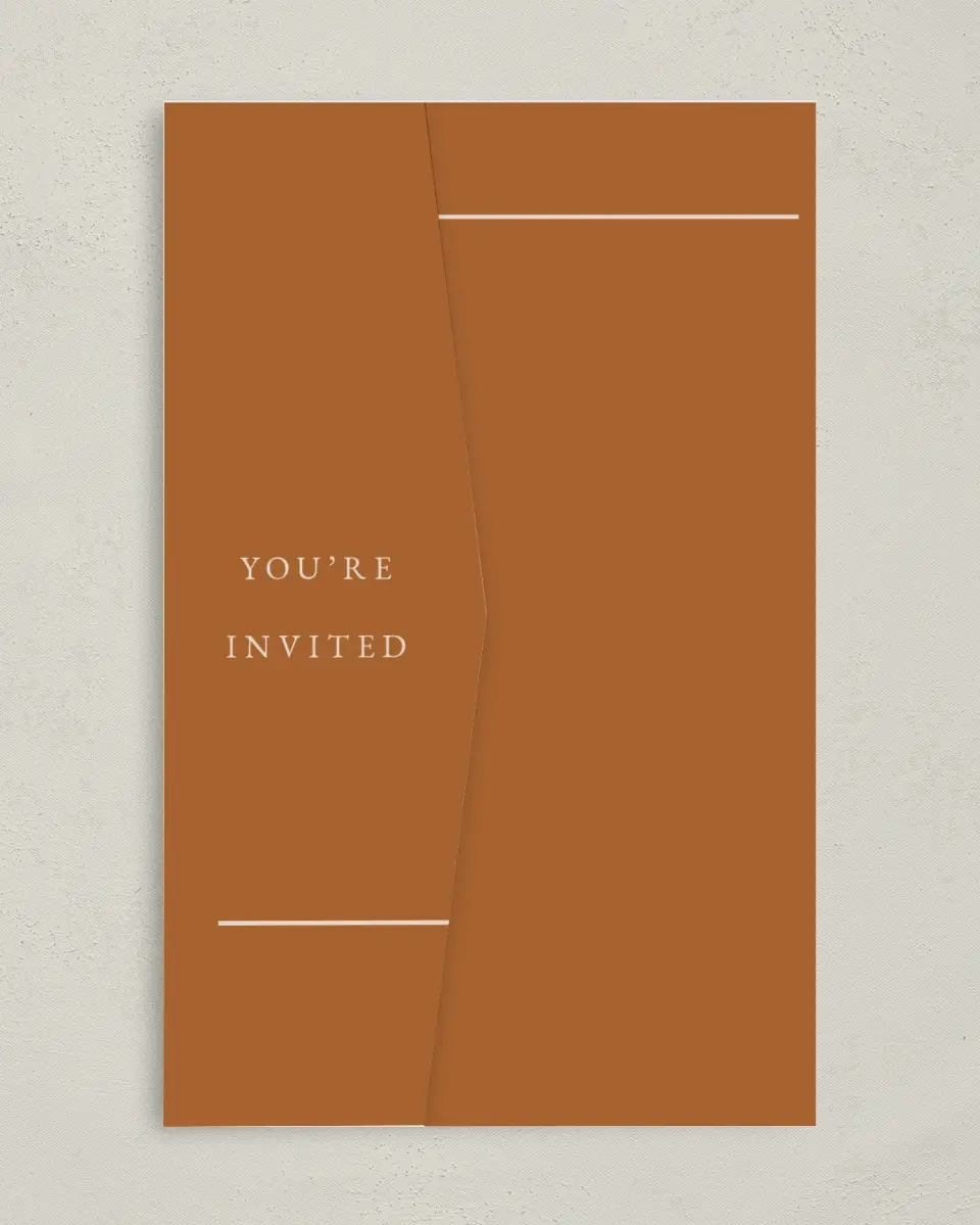 This is a 5" x 7⅞" Pocket Wedding Invitation called Adorable Duo printed in full color on Premium Smooth paper