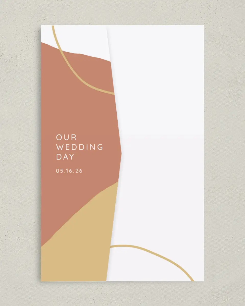 This is a 5" x 7⅞" Pocket Wedding Invitation called Contemporary Bubbles printed in full color on Premium Smooth paper