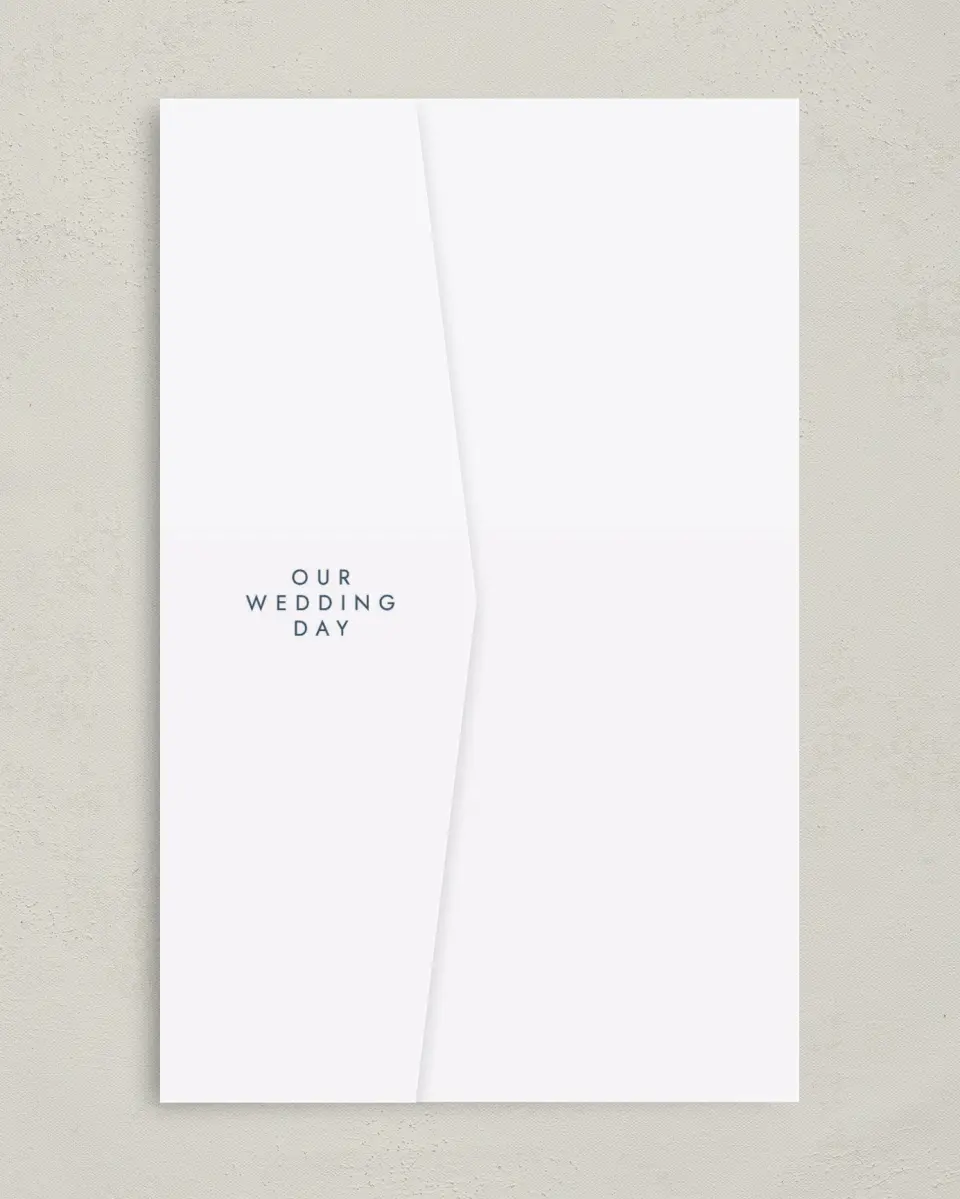 This is a 5" x 7⅞" Pocket Wedding Invitation called Perfect Picture printed in full color on Premium Smooth paper