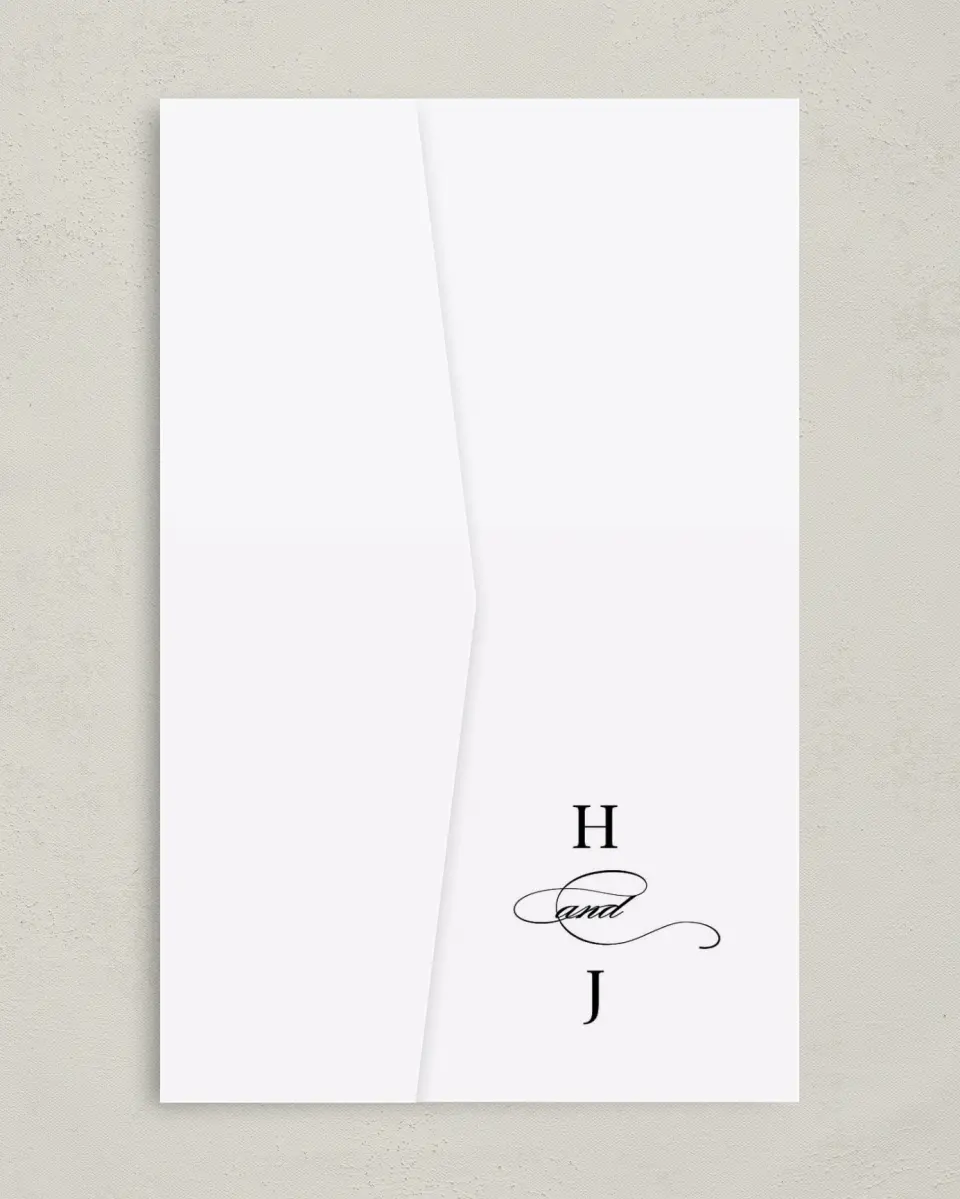 This is a 5" x 7⅞" Pocket Wedding Invitation called Because You're Mine printed in full color on Premium Smooth paper
