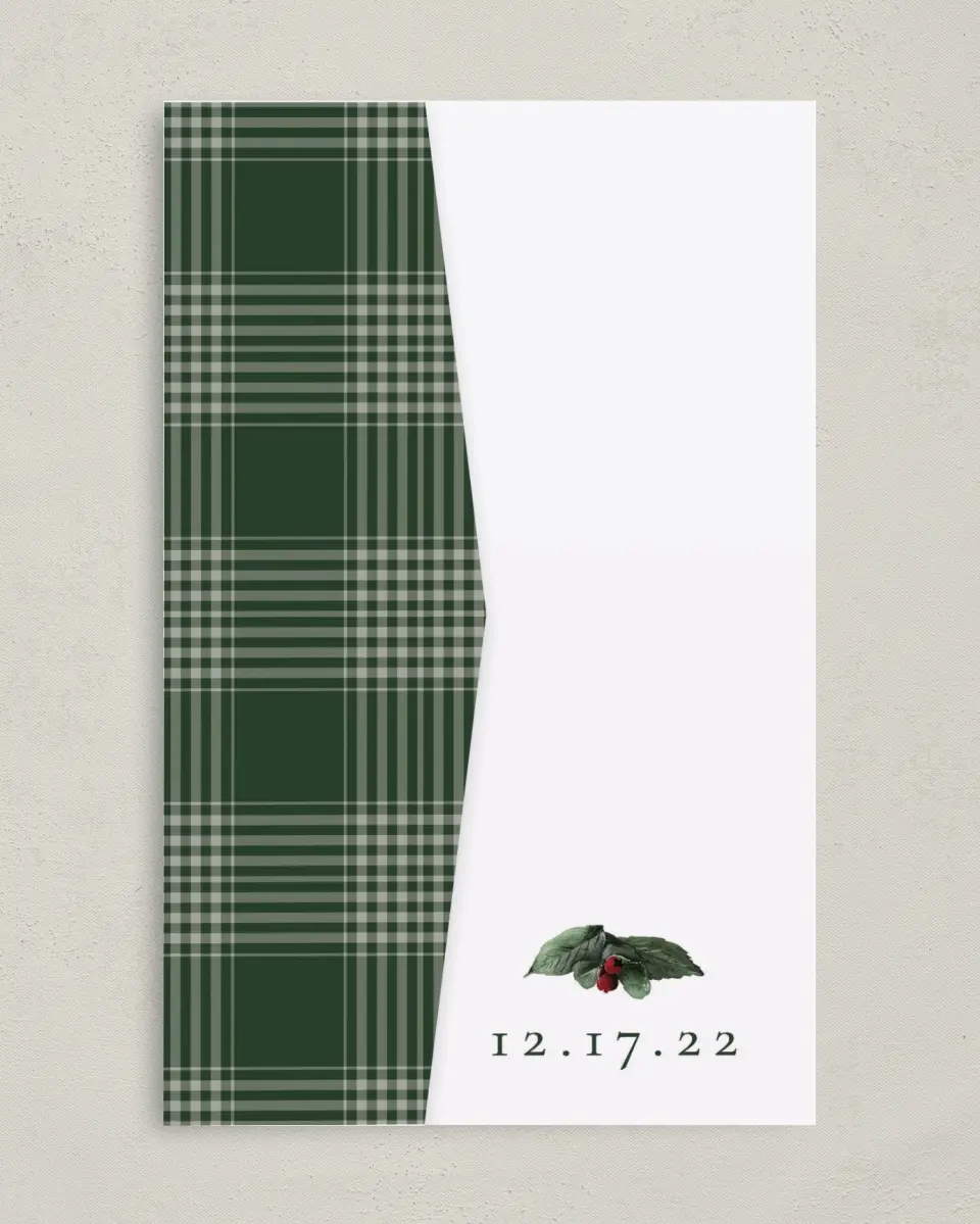 This is a 5" x 7⅞" Pocket Wedding Invitation called Festive Celebration printed in full color on Premium Smooth paper