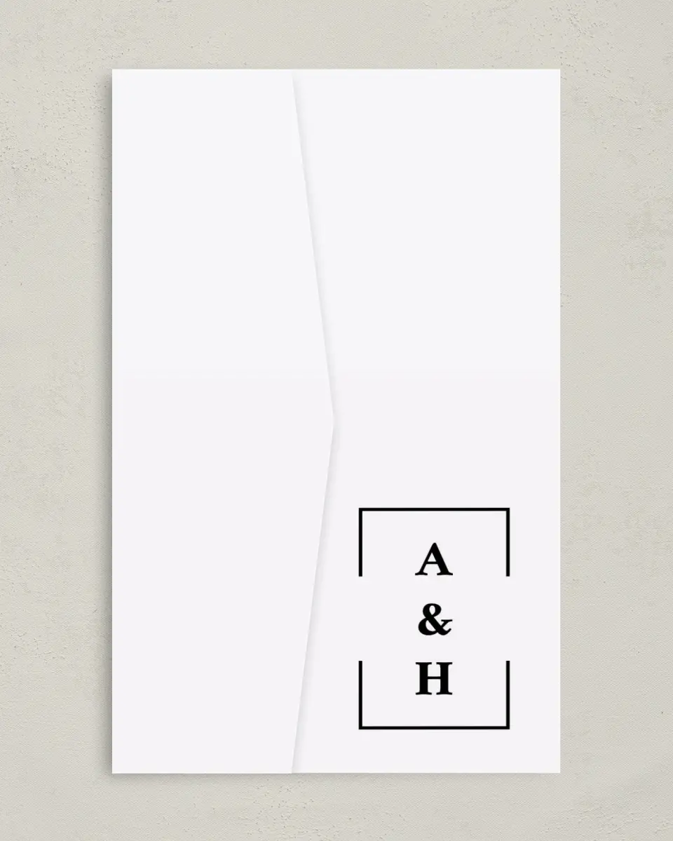 This is a 5" x 7⅞" Pocket Wedding Invitation called Bright Brace printed in full color on Premium Smooth paper