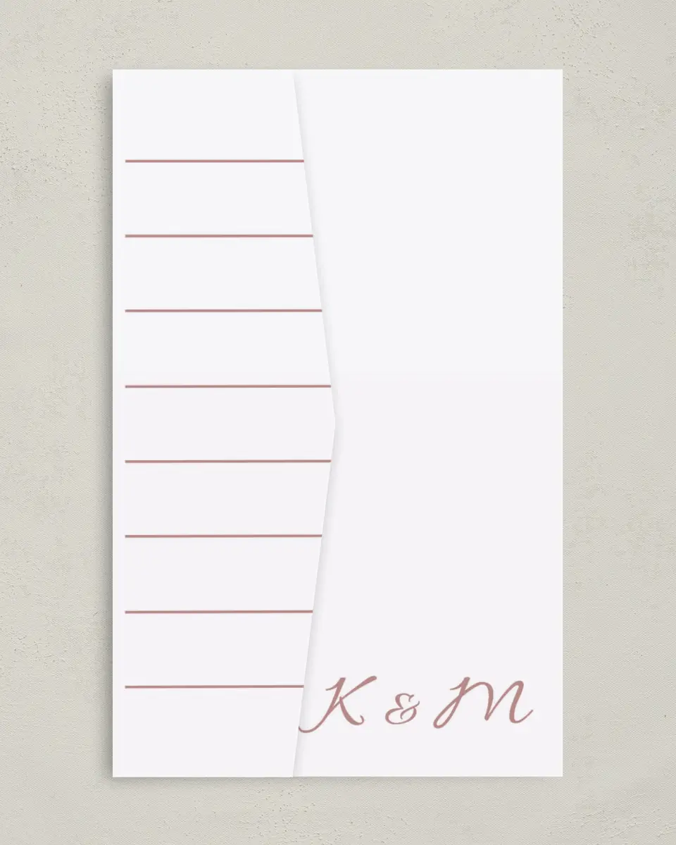 This is a 5" x 7⅞" Pocket Wedding Invitation called Expansive Line printed in full color on Premium Smooth paper