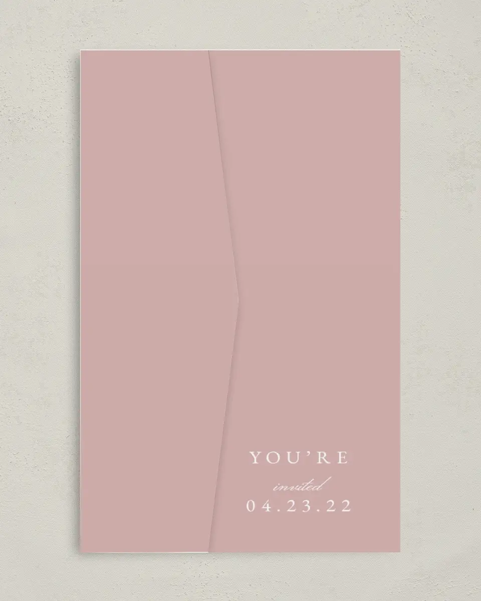 This is a 5" x 7⅞" Pocket Wedding Invitation called Sweet Floral printed in full color on Premium Smooth paper
