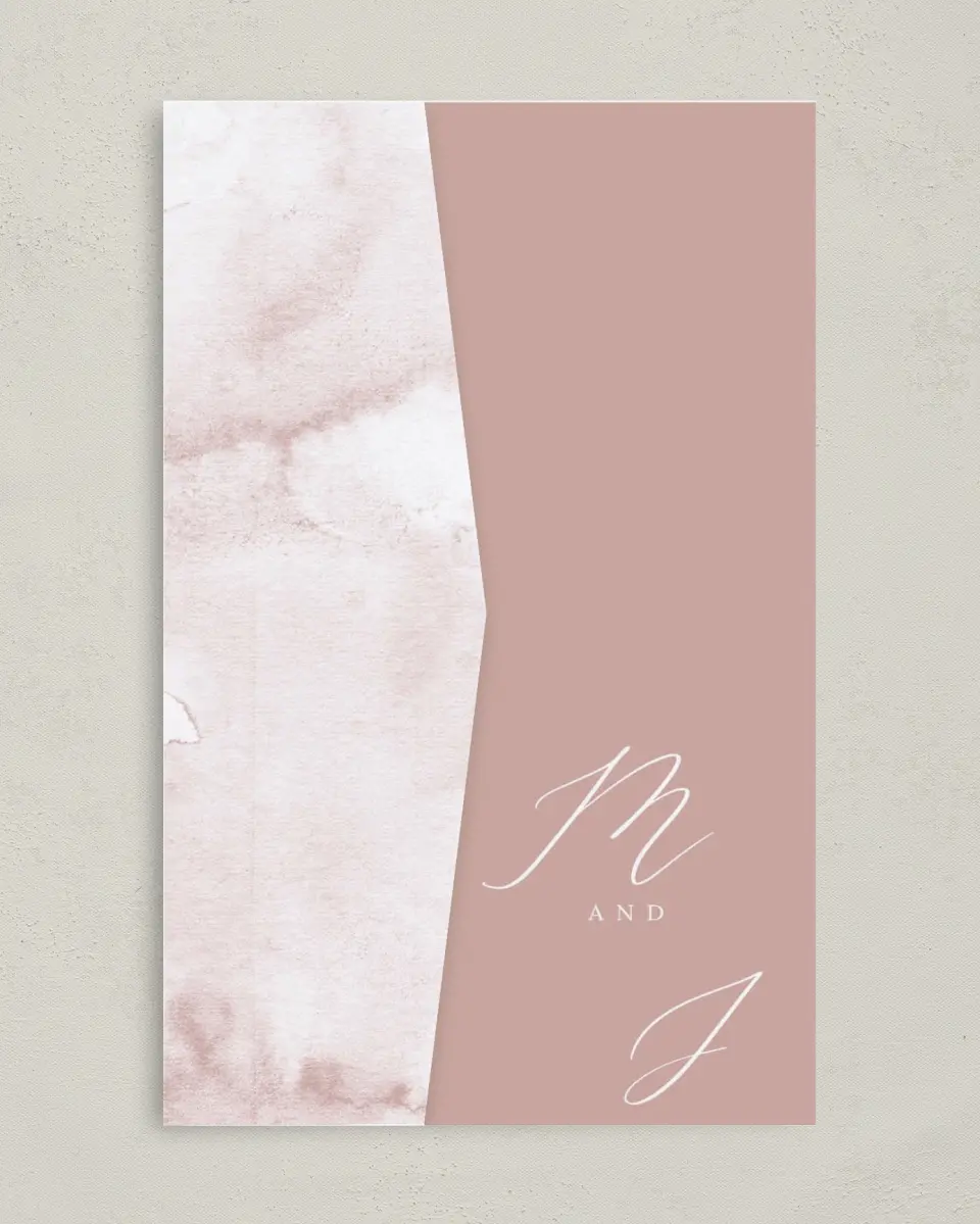 This is a 5" x 7⅞" Pocket Wedding Invitation called Gentle Touch printed in full color on Premium Smooth paper