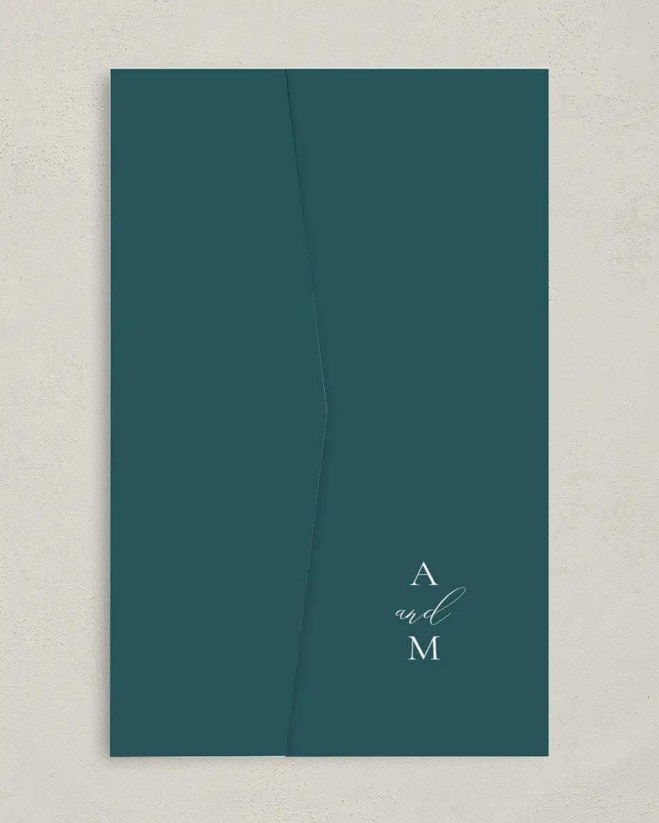 This is a 5" x 7⅞" Pocket Wedding Invitation called Rich Structure printed in full color on Premium Smooth paper