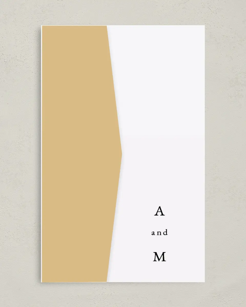 This is a 5" x 7⅞" Pocket Wedding Invitation called Charming Arch printed in full color on Premium Smooth paper