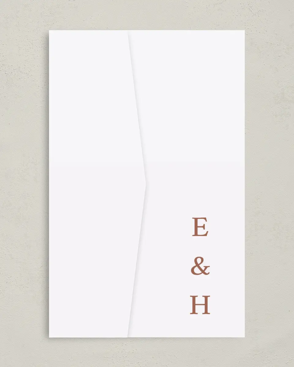 This is a 5" x 7⅞" Pocket Wedding Invitation called Timeless Truth printed in full color on Premium Smooth paper