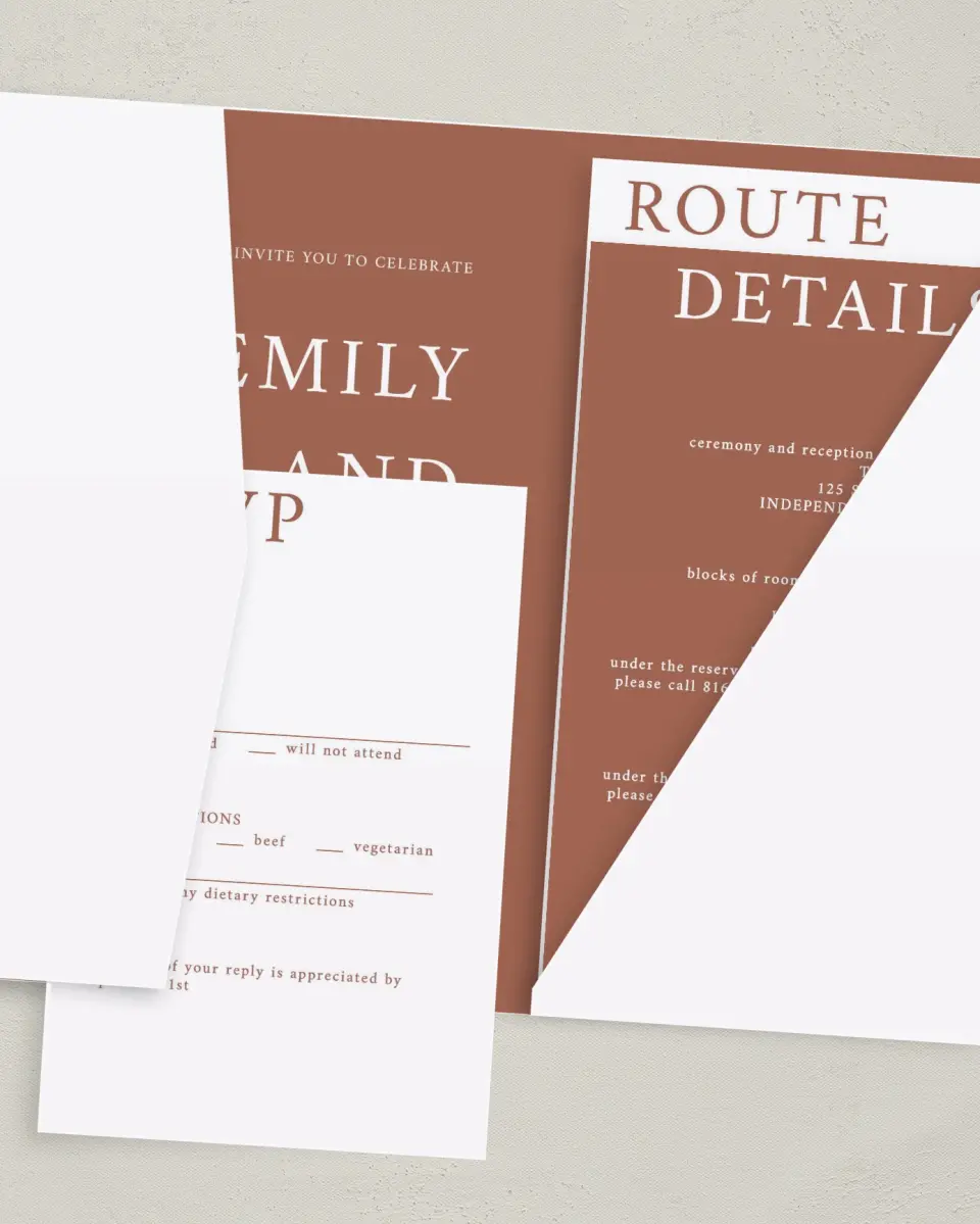 This is a 5" x 7⅞" Pocket Wedding Invitation called Timeless Truth printed in full color on Premium Smooth paper