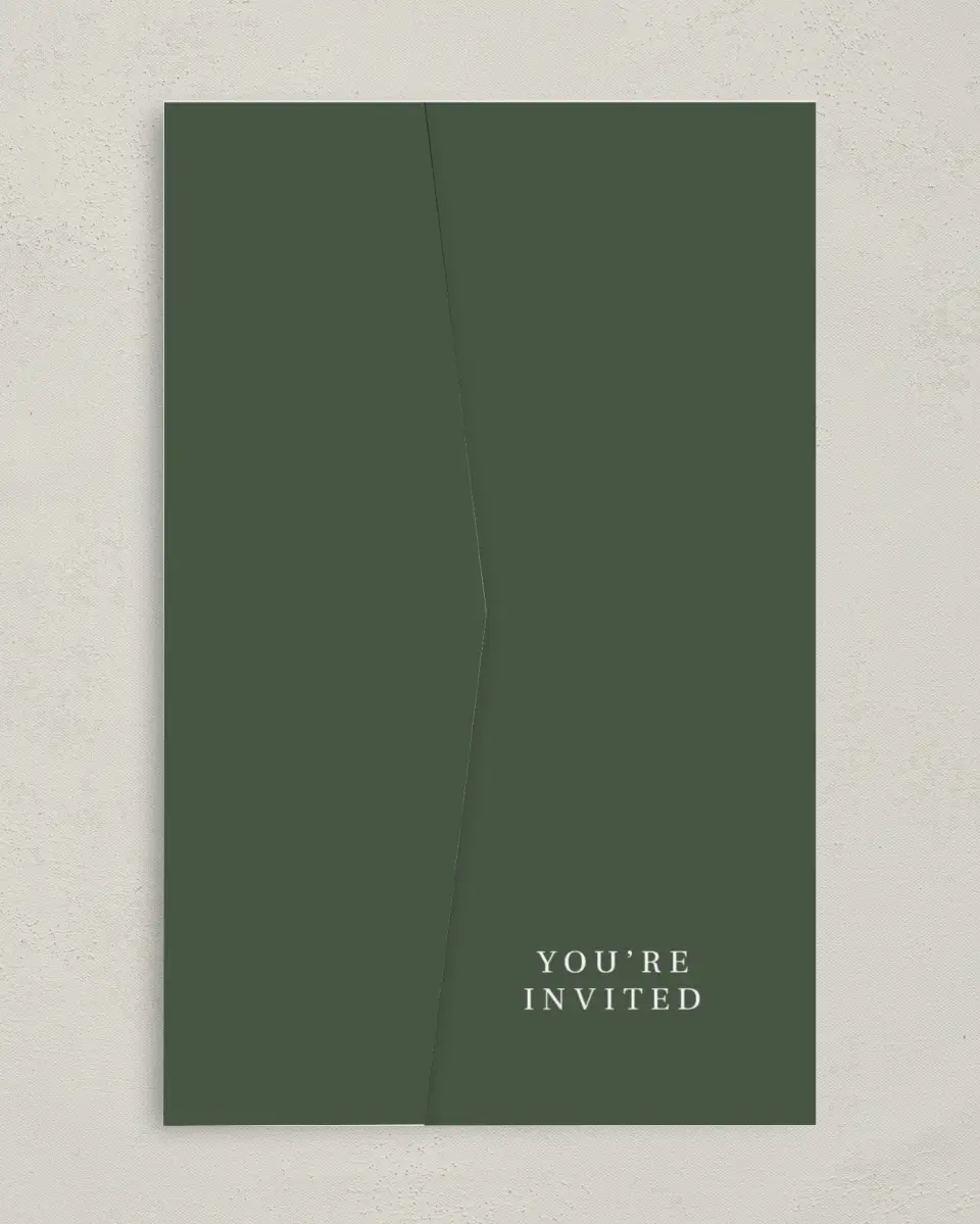 This is a 5" x 7⅞" Pocket Wedding Invitation called Magnificent Margin printed in full color on Premium Smooth paper