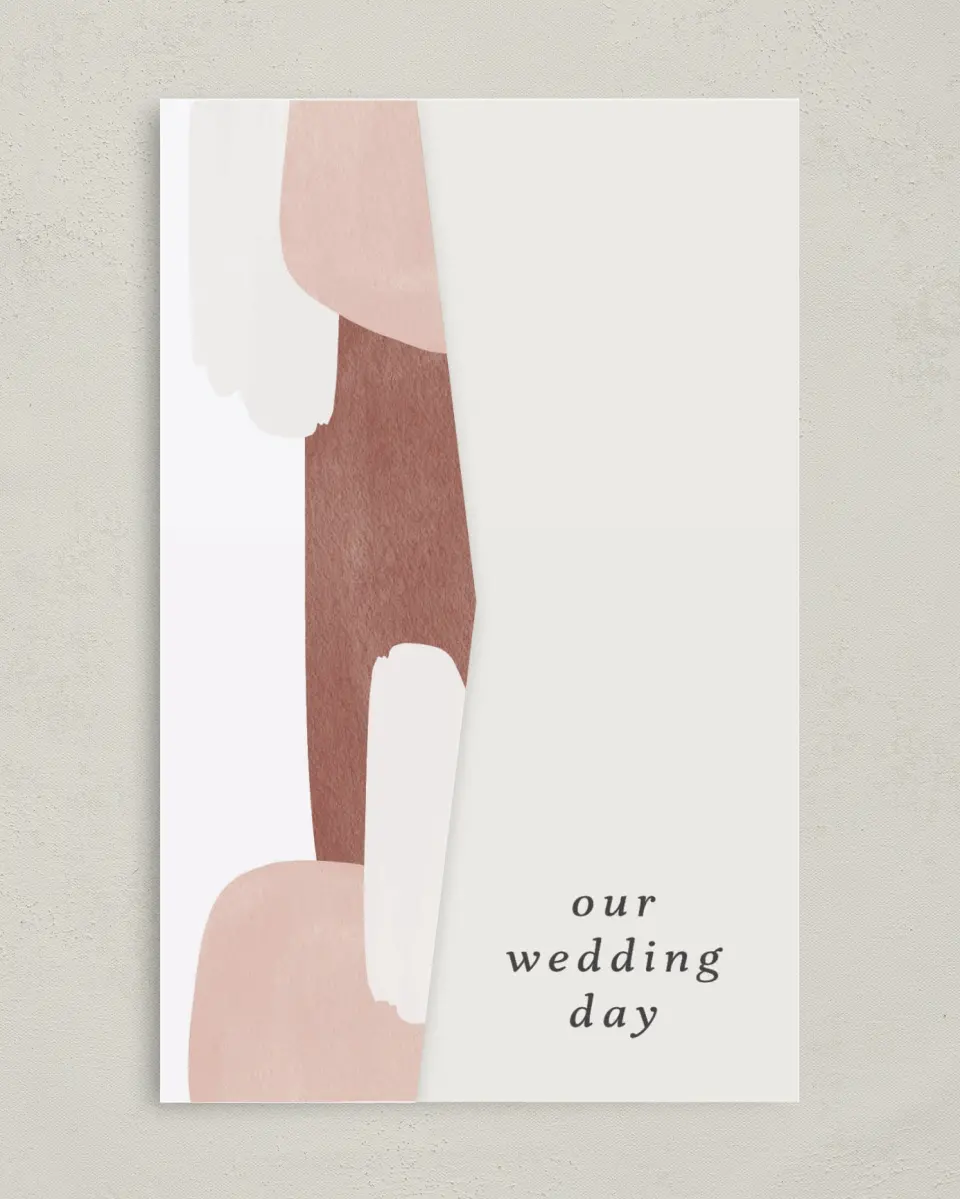 This is a 5" x 7⅞" Pocket Wedding Invitation called Mod Paint printed in full color on Premium Smooth paper