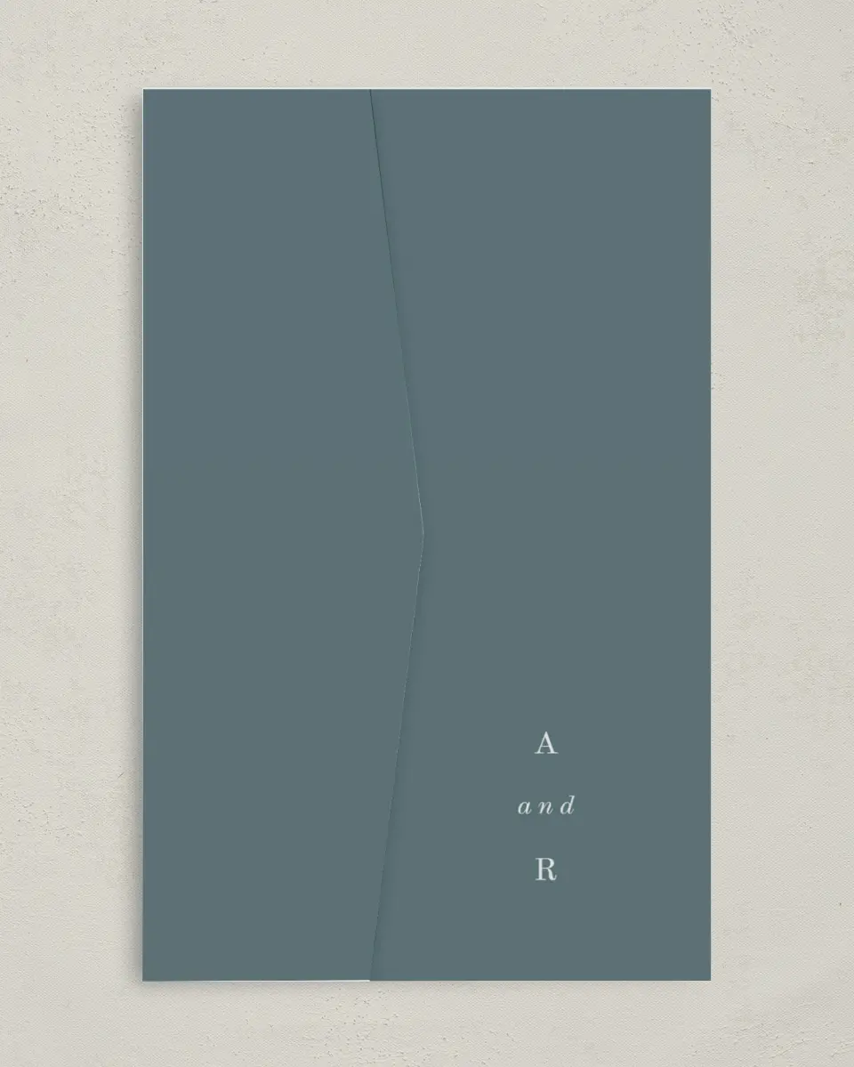 This is a 5" x 7⅞" Pocket Wedding Invitation called Growing Arc printed in full color on Premium Smooth paper